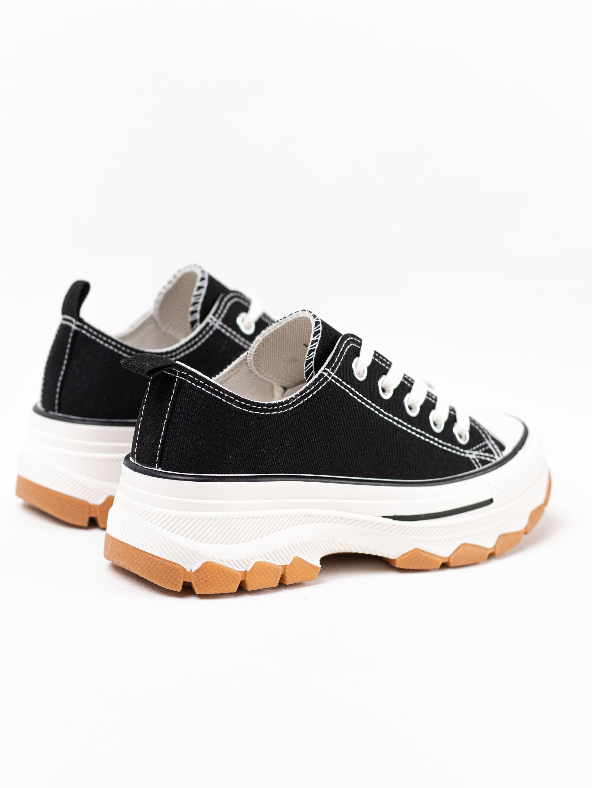 zapatillas lona de plataforma suela track con cordones Negro 38