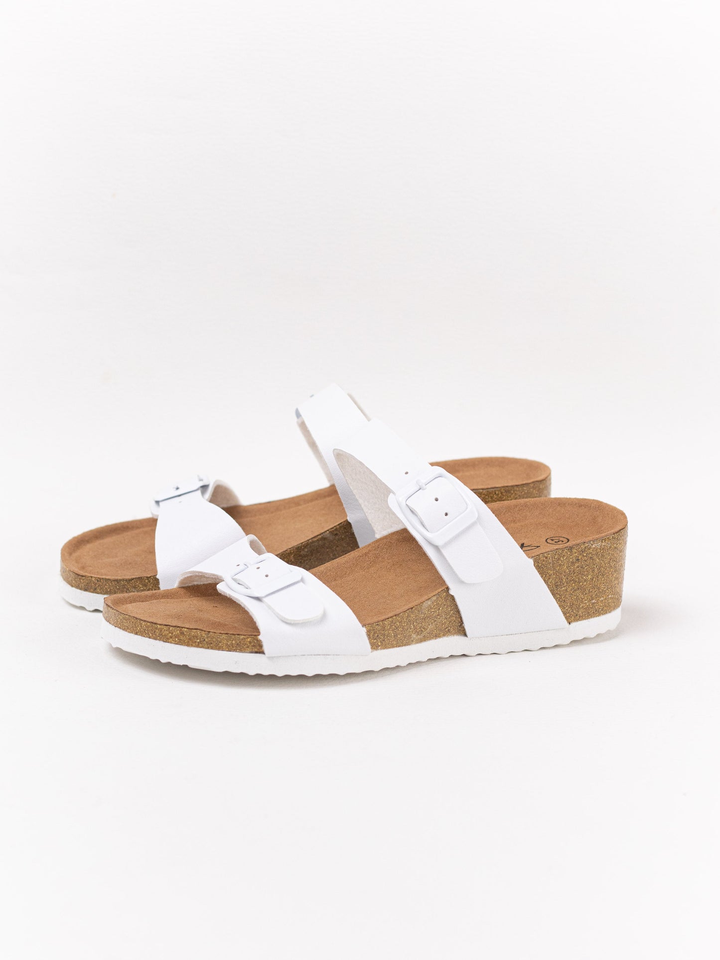 sandalias cunas doble tiras suela corcho Blanco 36