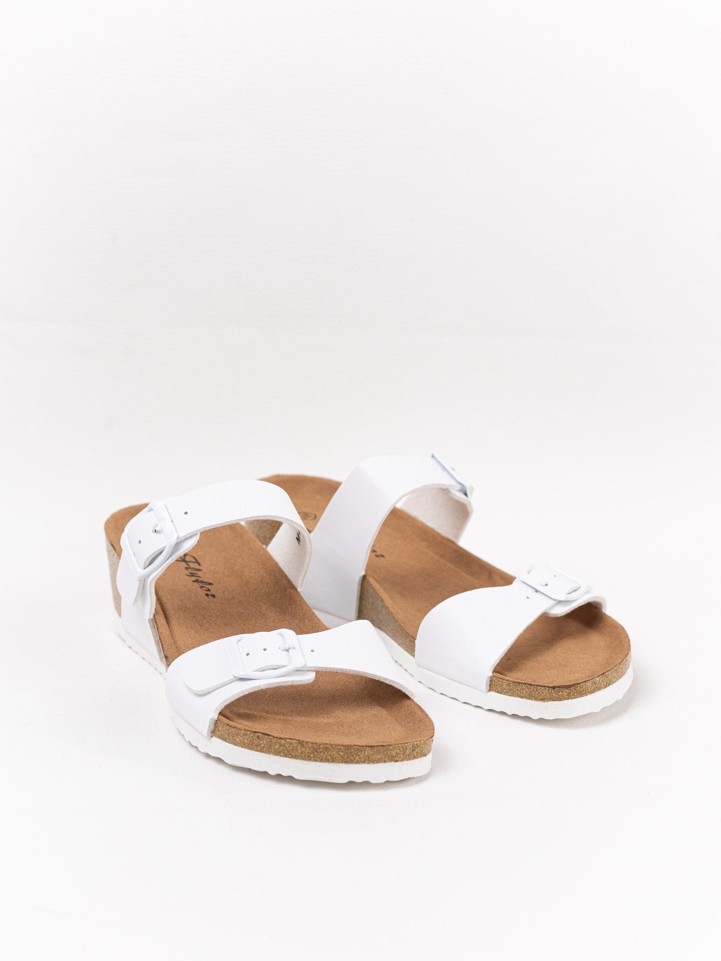 sandalias cunas doble tiras suela corcho Blanco 37