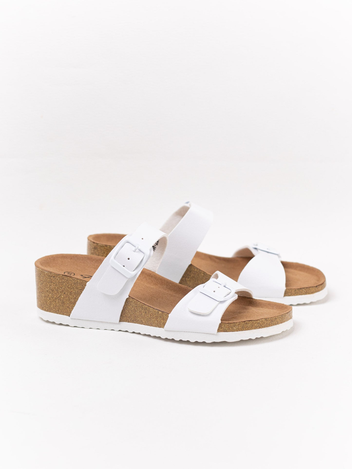 sandalias cunas doble tiras suela corcho Blanco 39