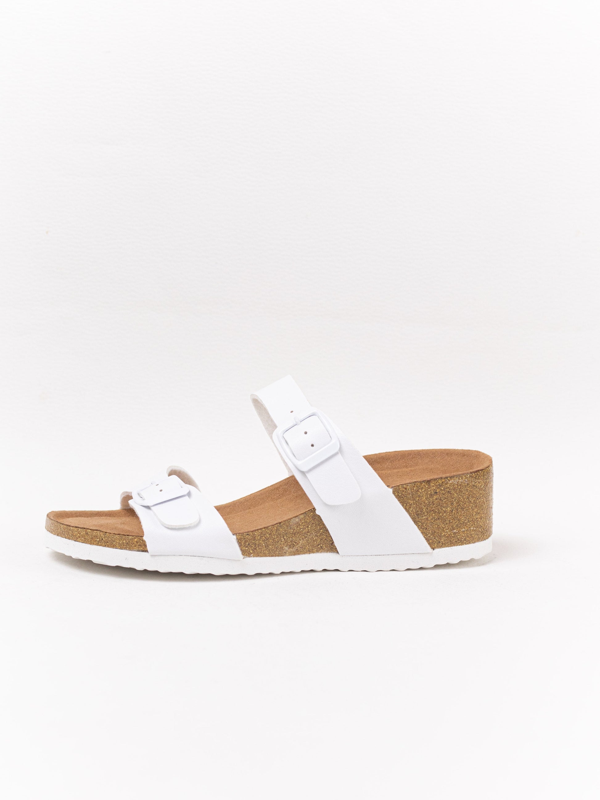 sandalias cunas doble tiras suela corcho Blanco 40