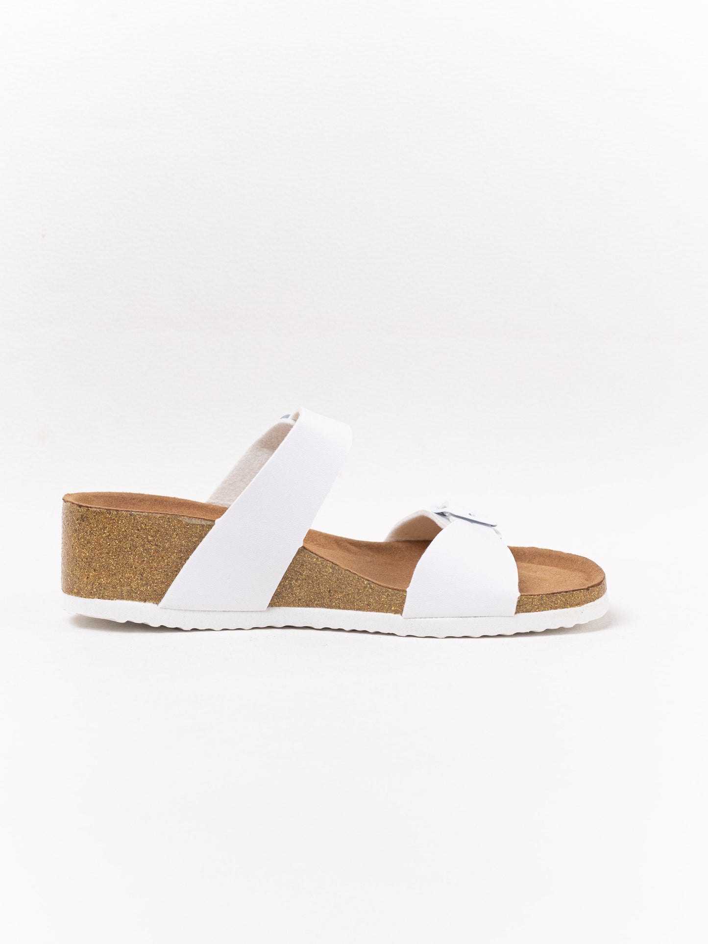 sandalias cunas doble tiras suela corcho Blanco 41