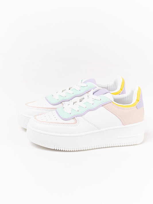 zapatillas plataforma color pastel con cordones Rosa 36