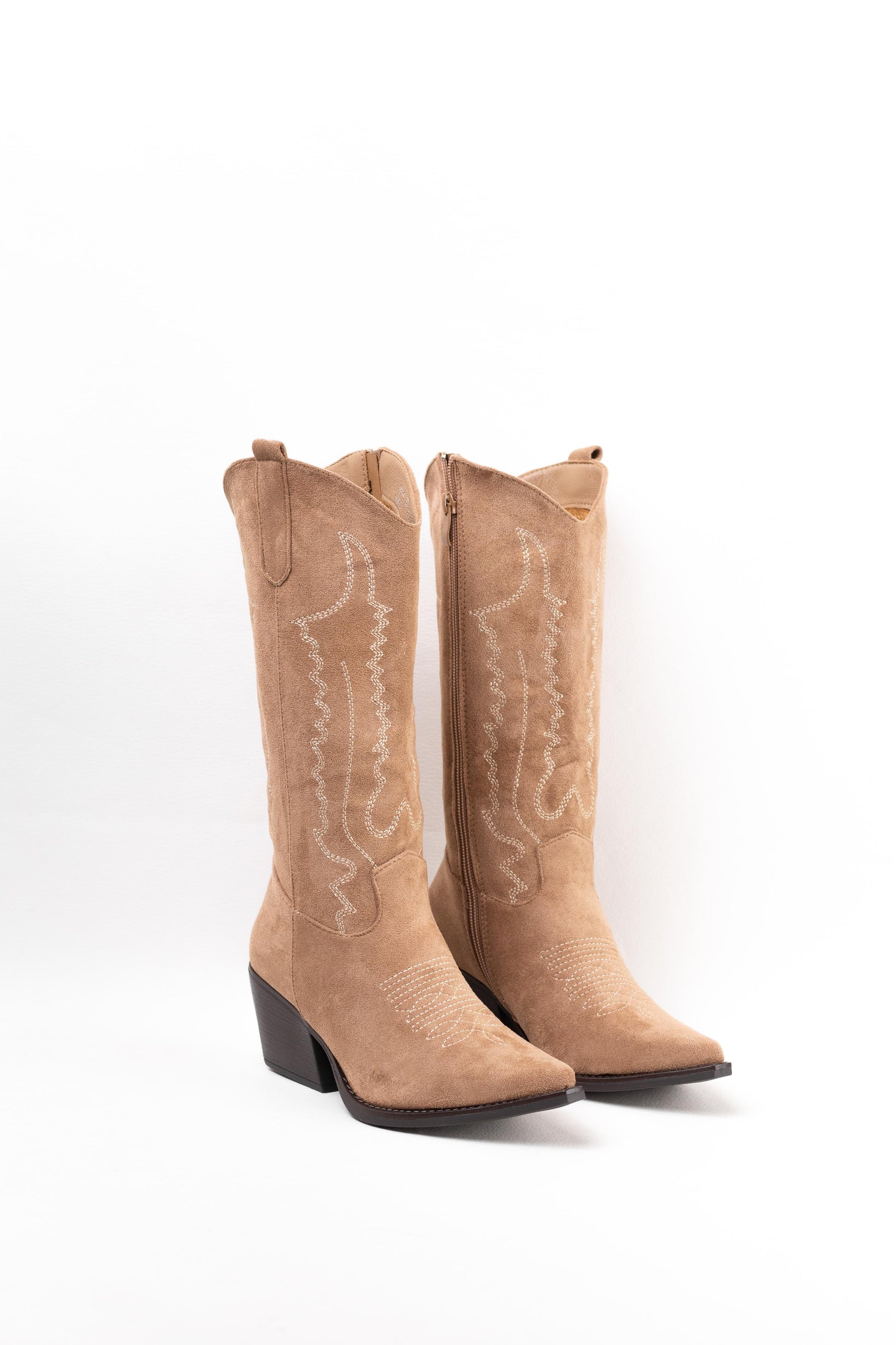 botas cowboy kaki con tacon mediano con cremallera Khaki 37