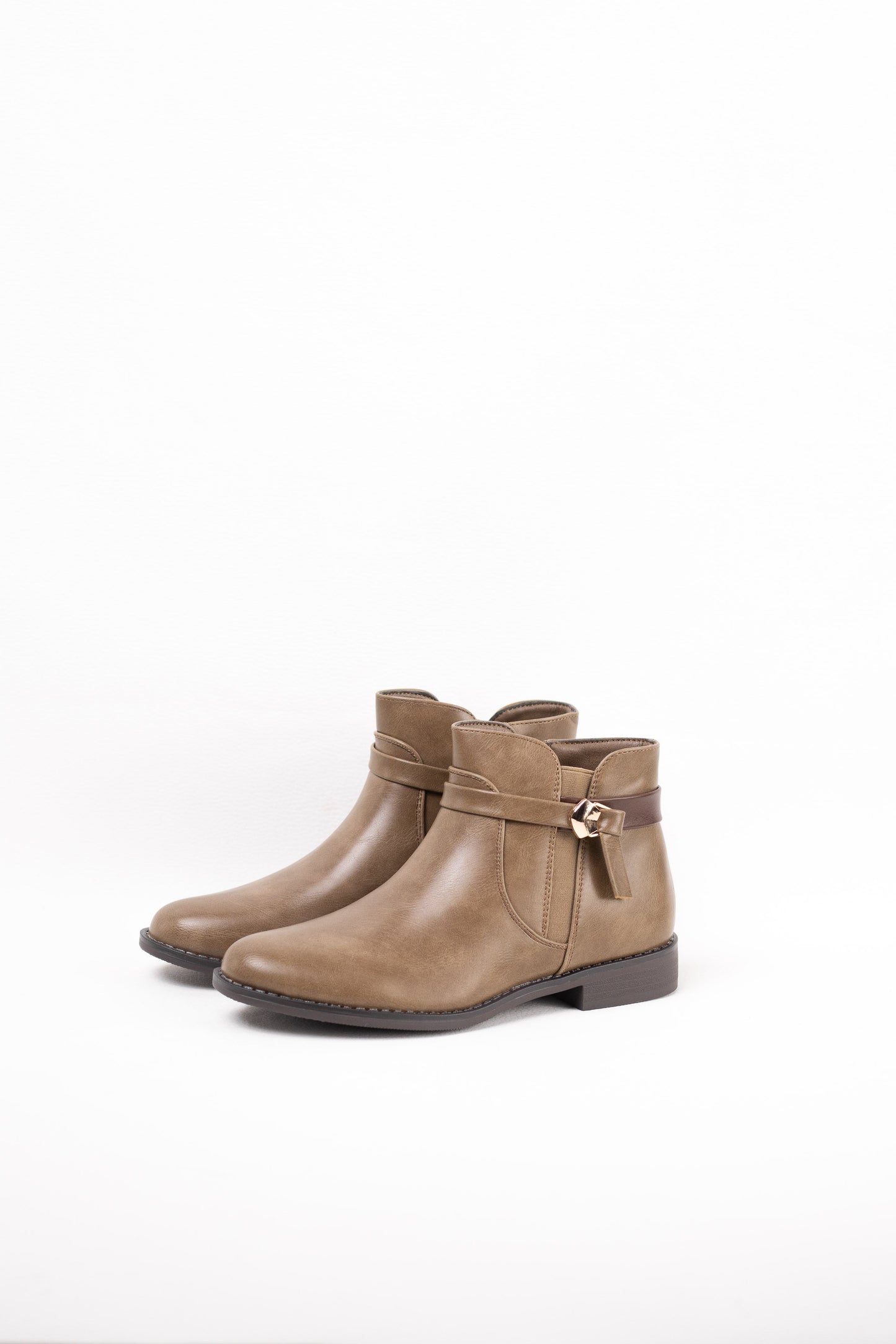 botines planos con adorno lazo piel sintetica Khaki 37