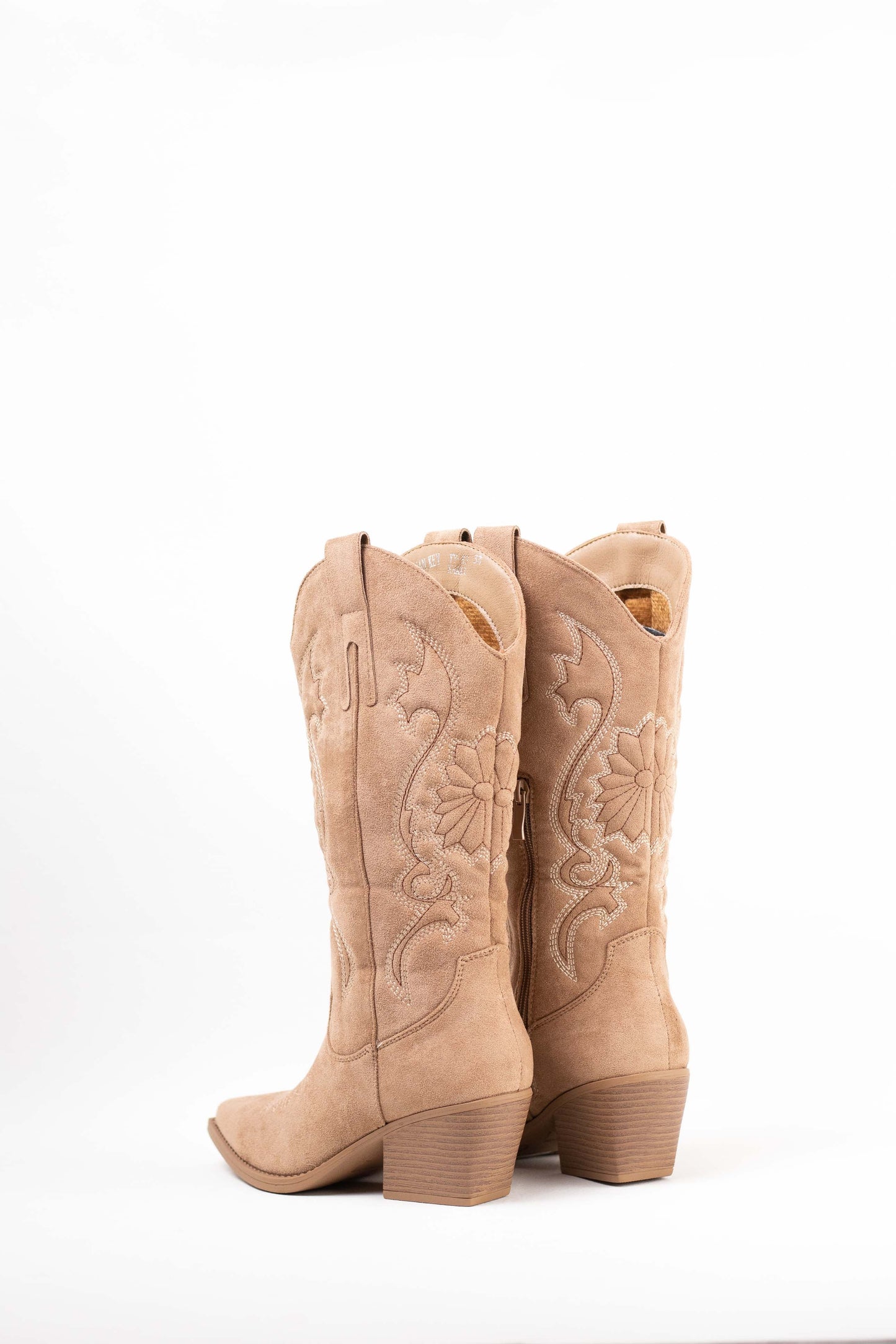 botas cowboy kaki con tacon mediano con cremallera 1 Khaki 38