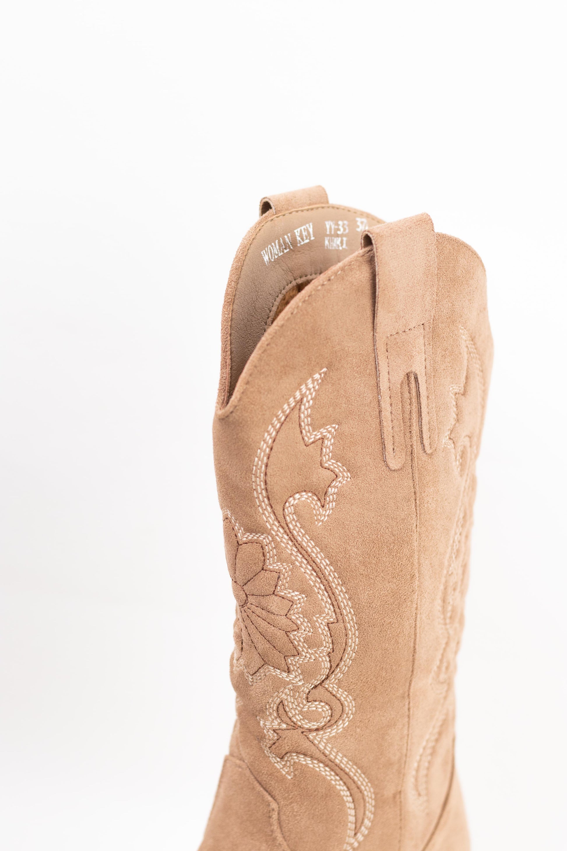 botas cowboy kaki con tacon mediano con cremallera 1 Khaki 41