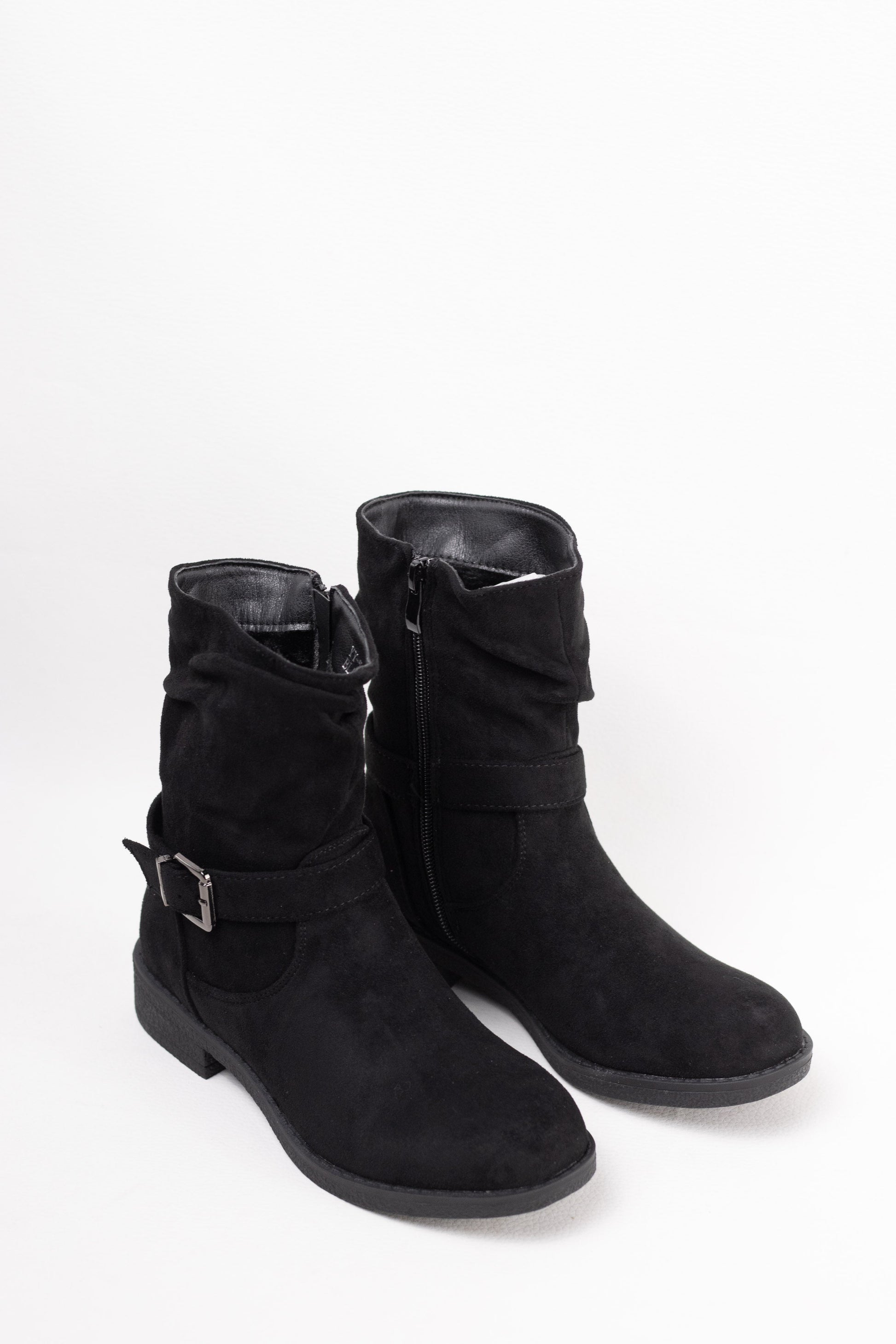 botas planas con cremallera suela crepe Negro 36