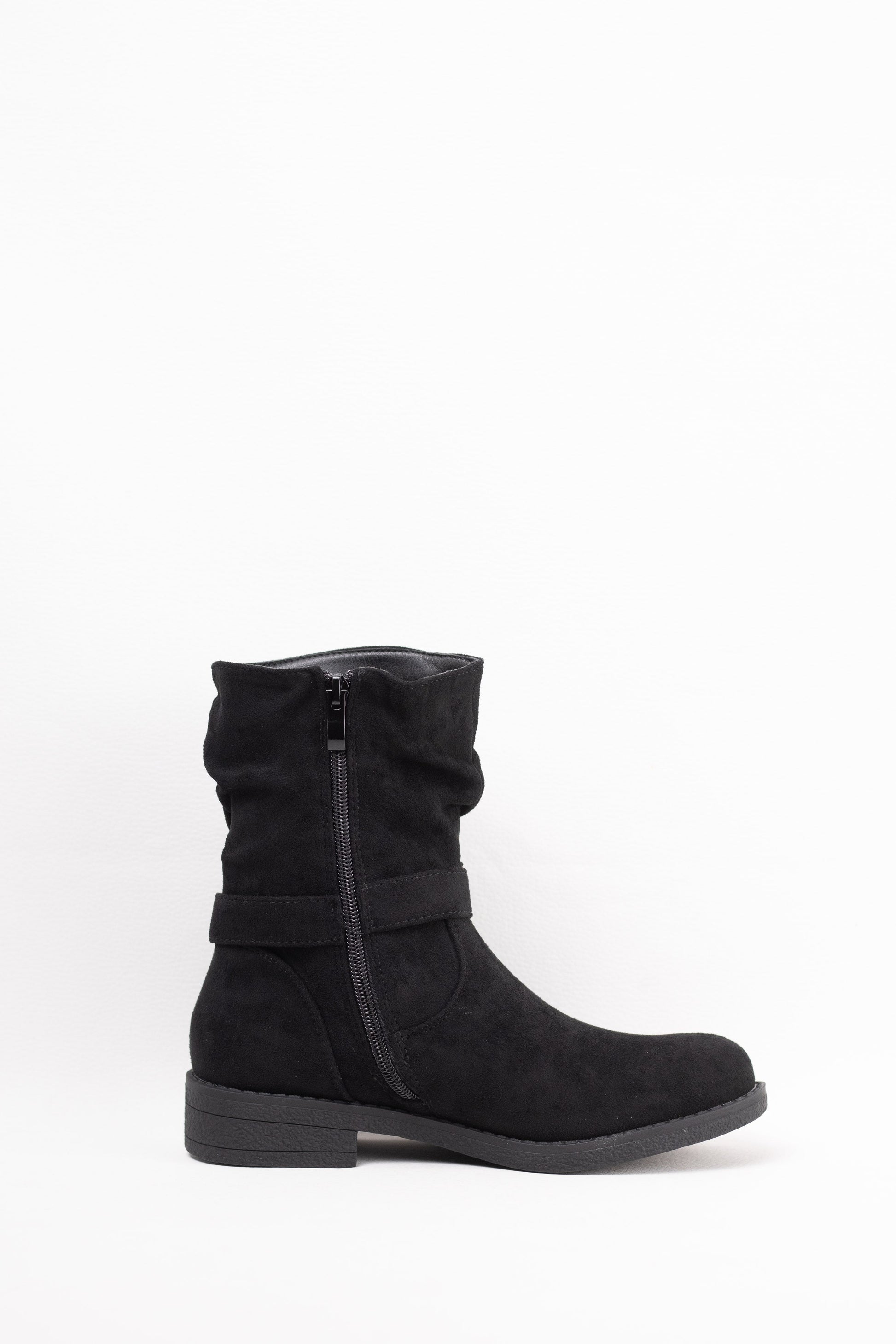 botas planas con cremallera suela crepe Negro 40