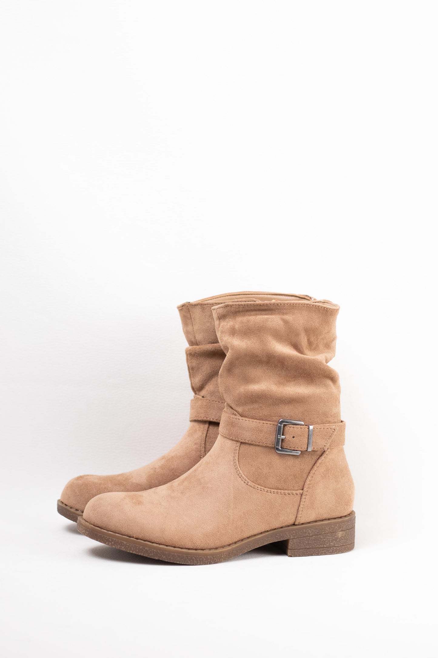 botas planas con cremallera suela crepe Khaki 36