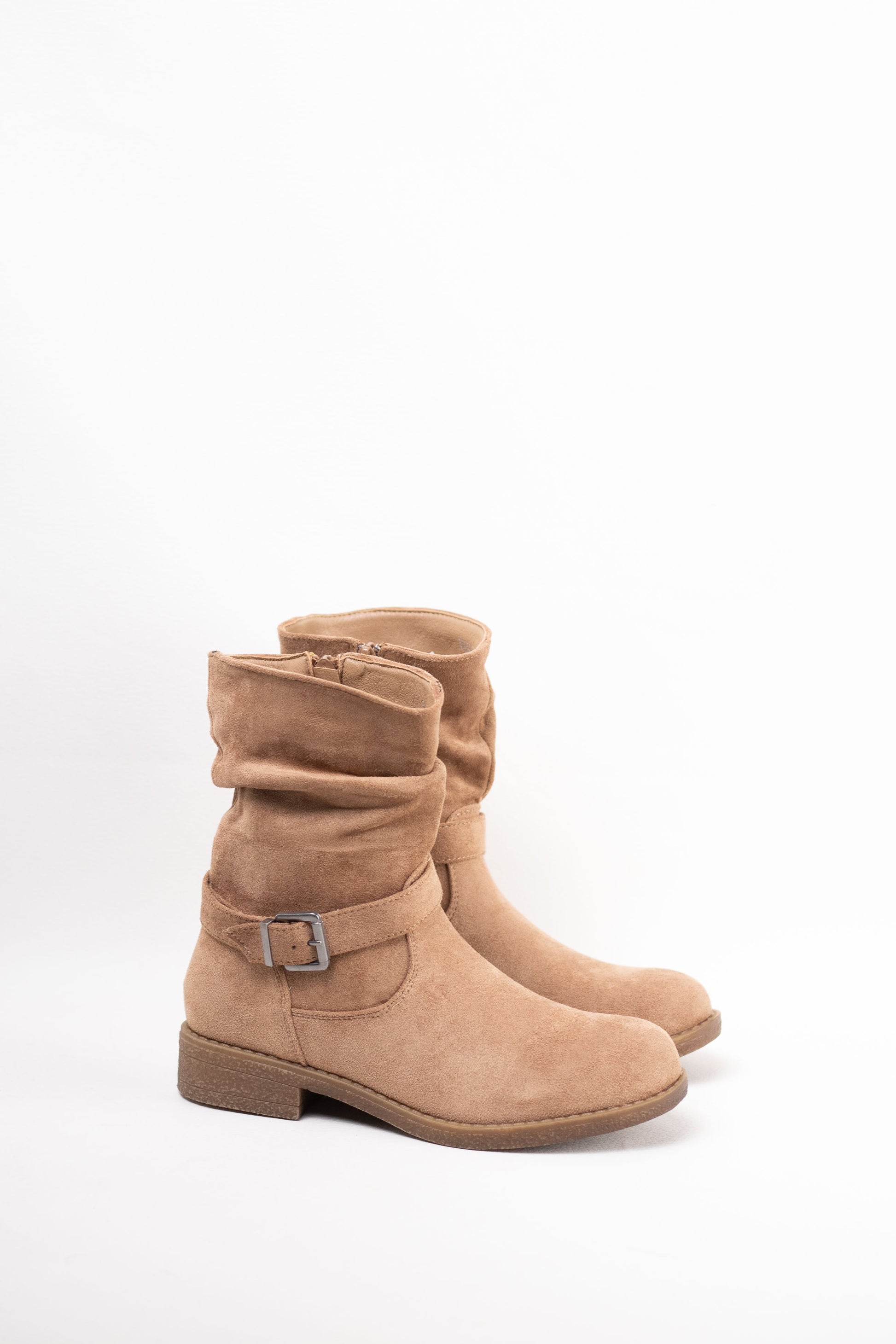 botas planas con cremallera suela crepe Khaki 37