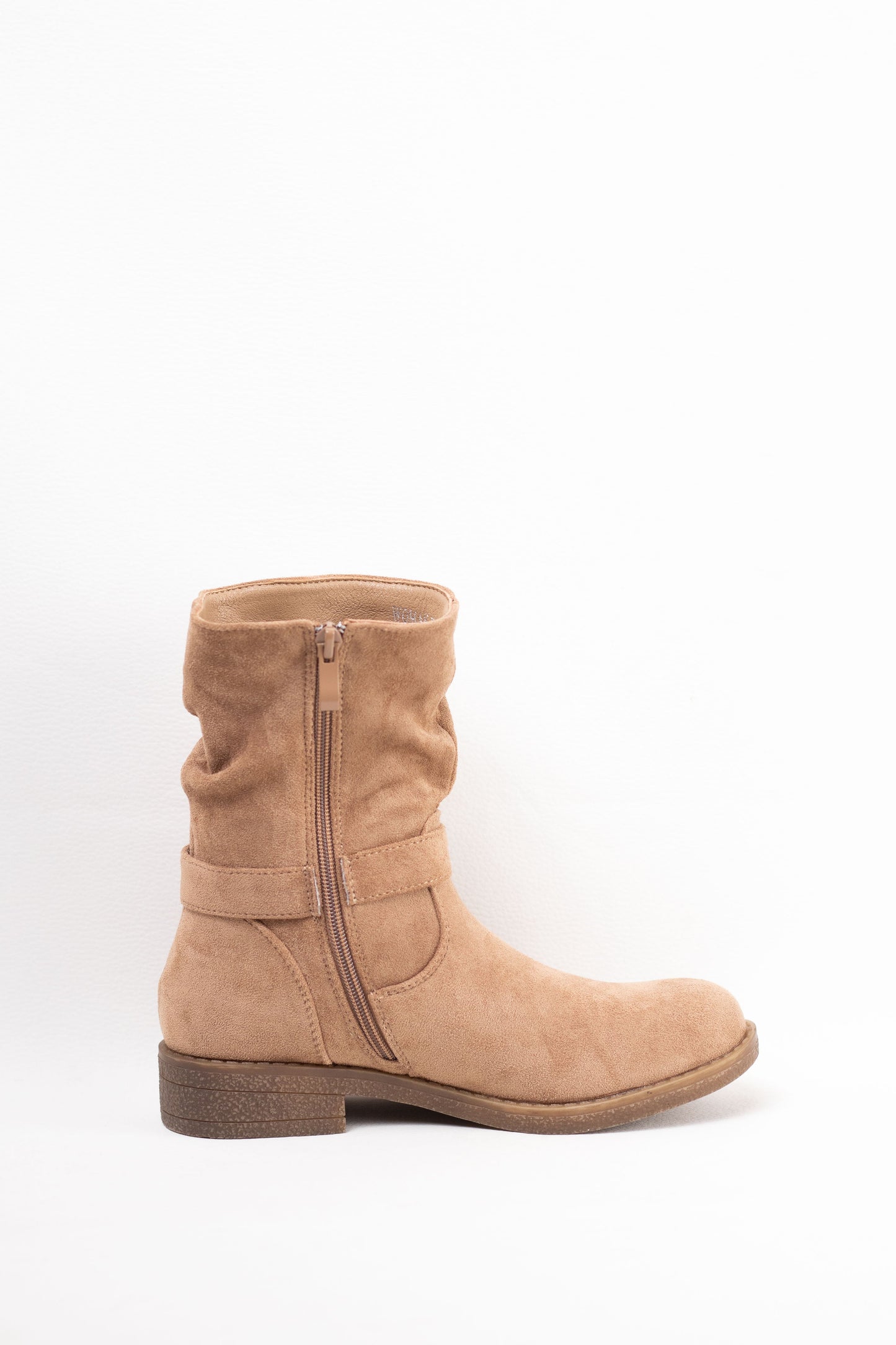 botas planas con cremallera suela crepe Khaki 40