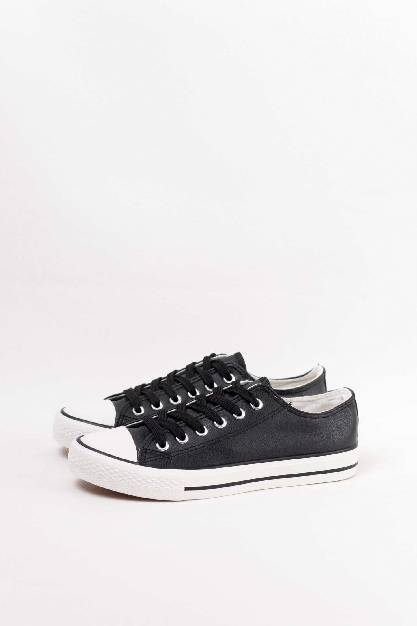 zapatillas de cuero sintetico con cordones Negro 38