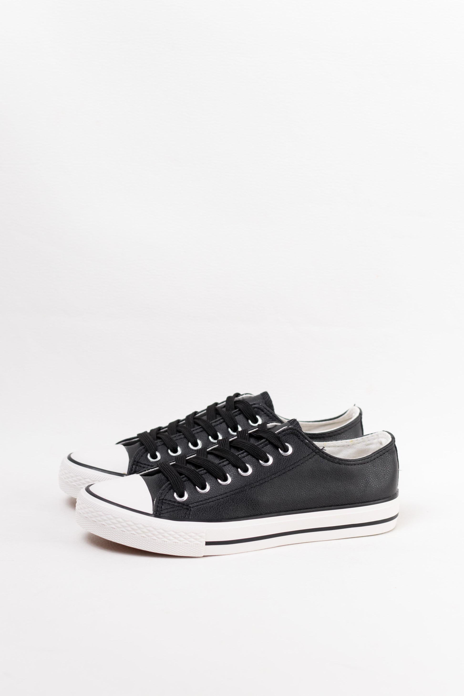zapatillas de cuero sintetico con cordones Negro 38