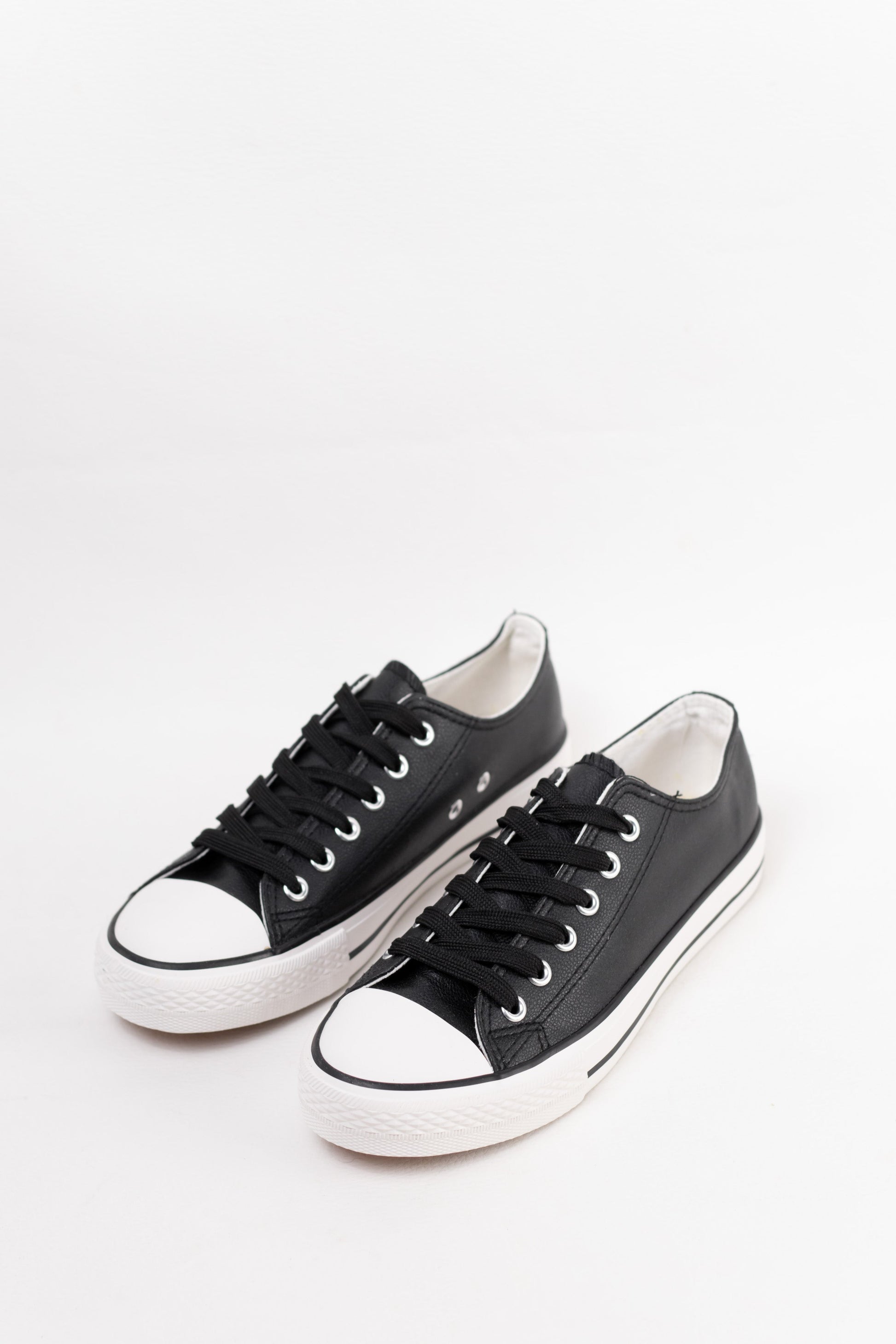 zapatillas de cuero sintetico con cordones Negro 40