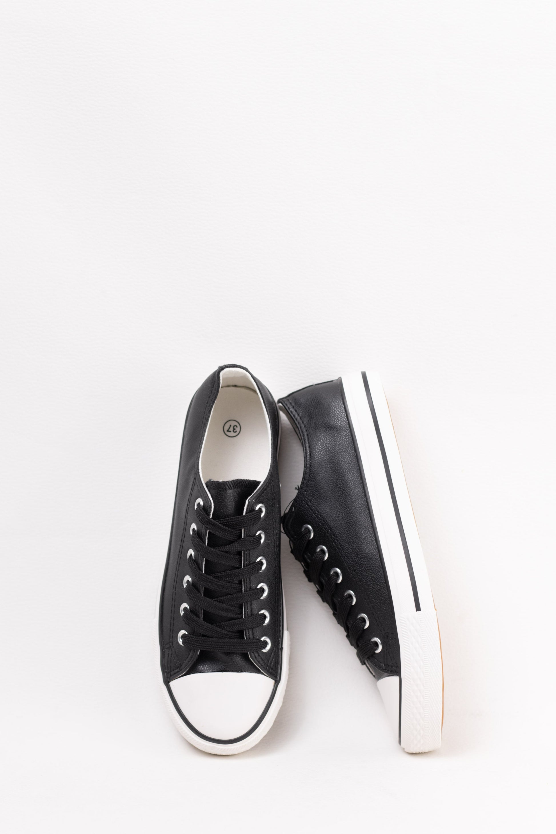 zapatillas de cuero sintetico con cordones Negro 39