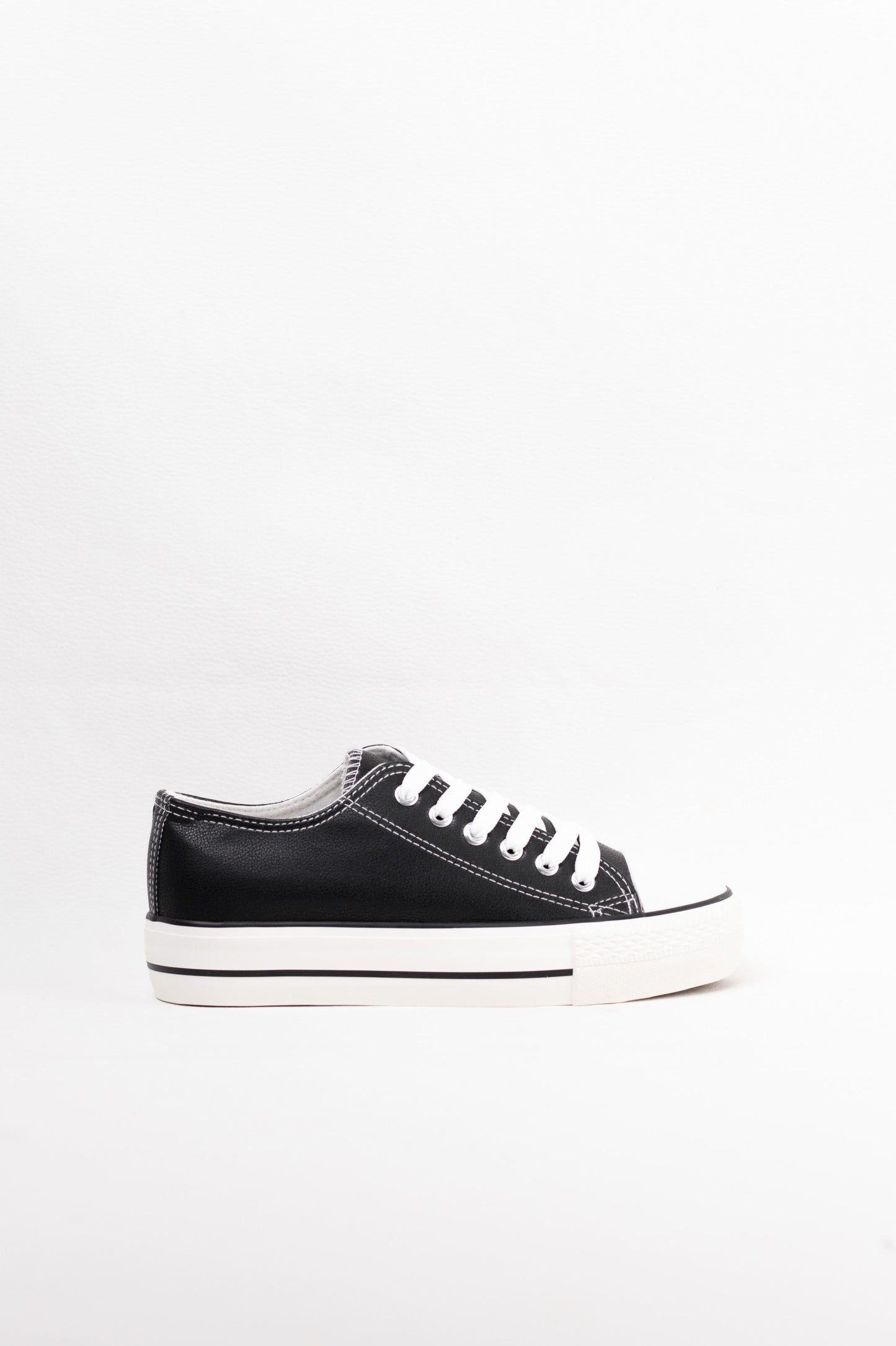 zapatillas plataforma de cuero sintetico con cordones Negro 40