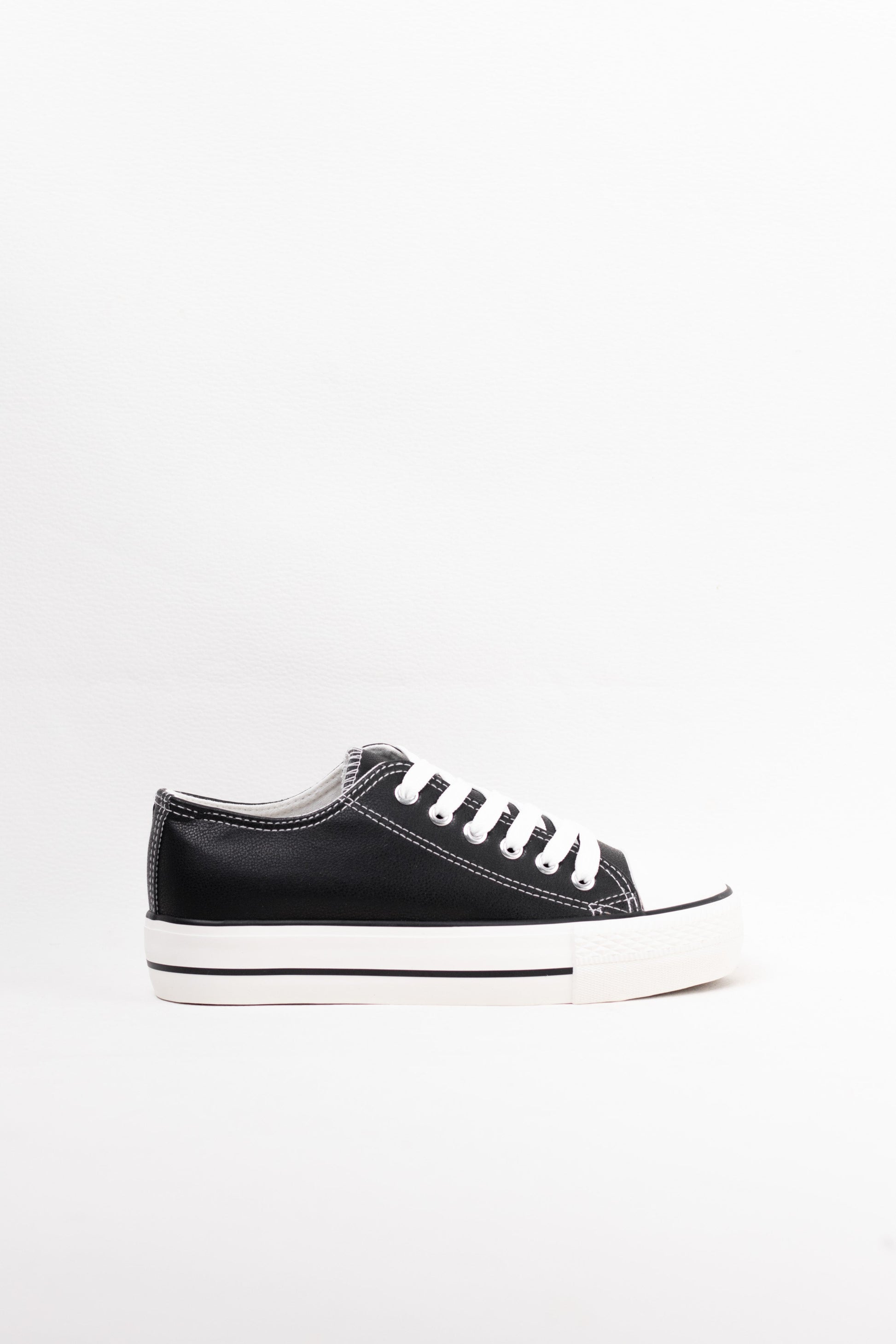 zapatillas plataforma de cuero sintetico con cordones Negro 40