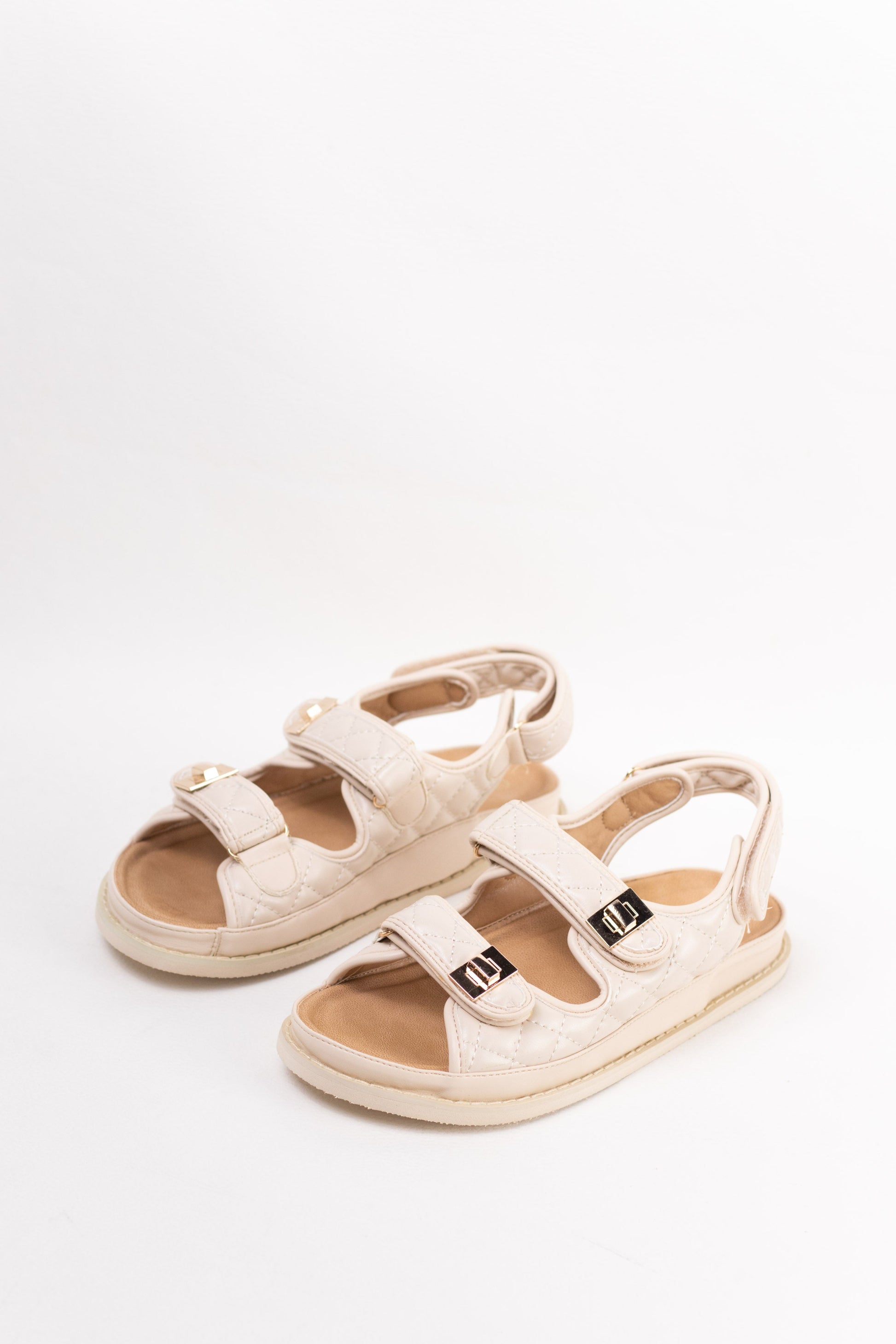 sandalias acolchadas plataforma doble hebilla Beige 37