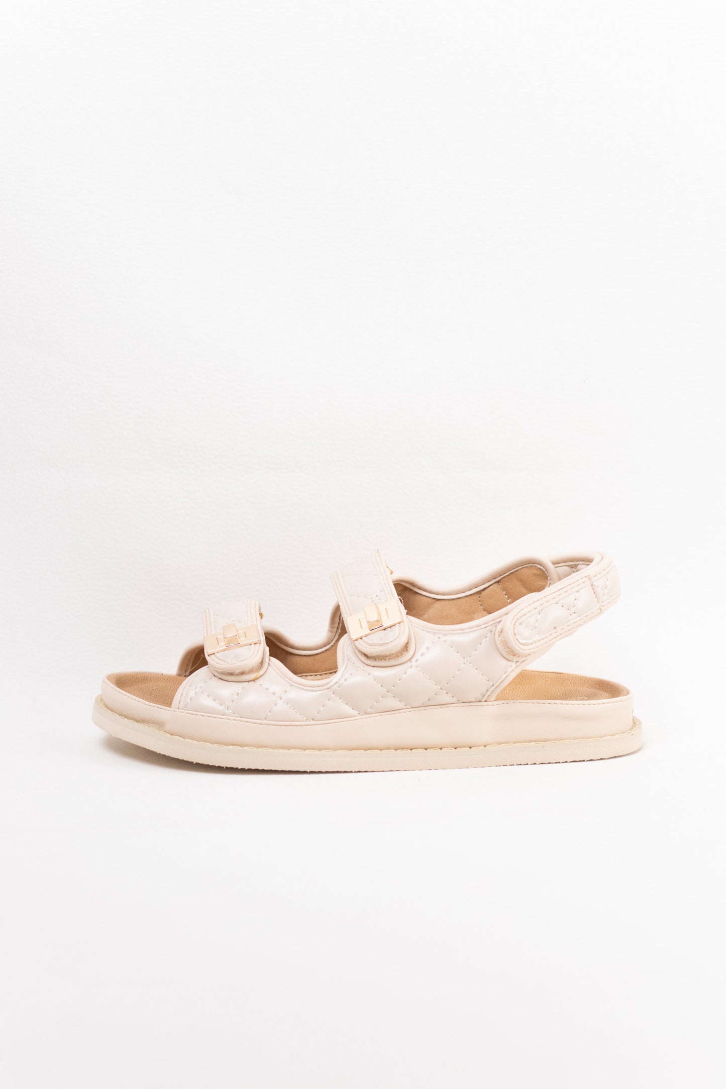 sandalias acolchadas plataforma doble hebilla Beige 38