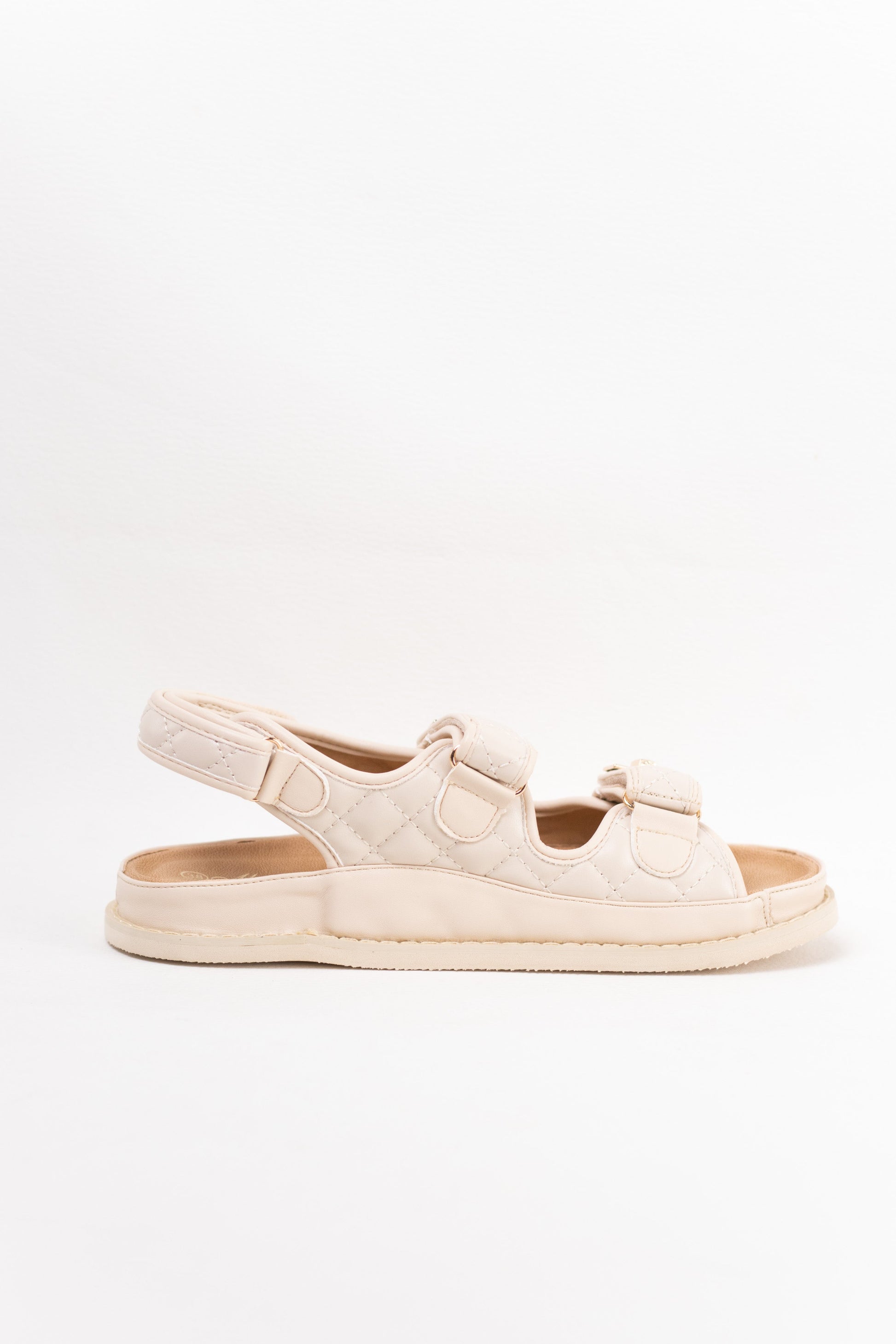 sandalias acolchadas plataforma doble hebilla Beige 39