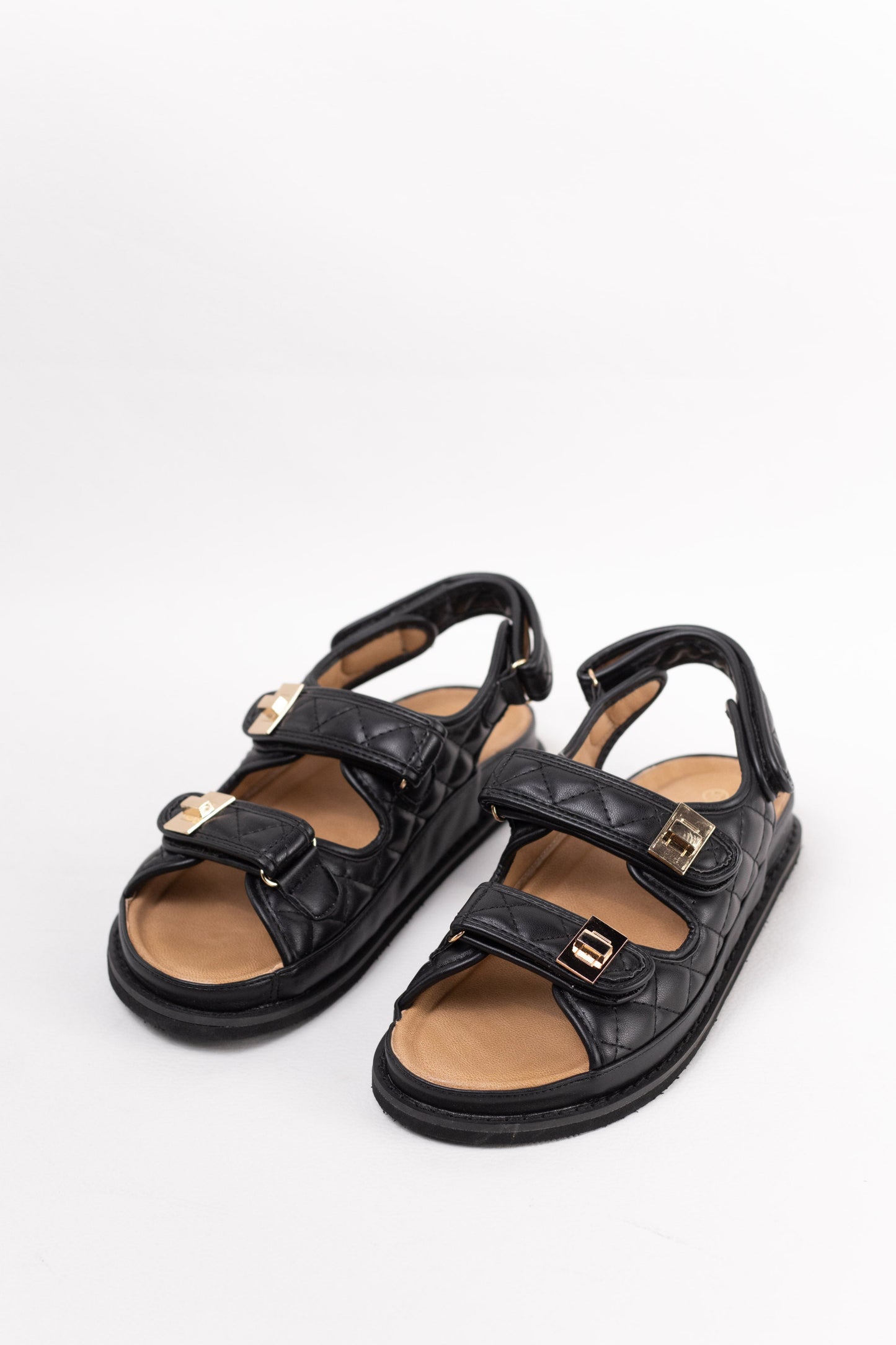 sandalias acolchadas plataforma doble hebilla Negro 37