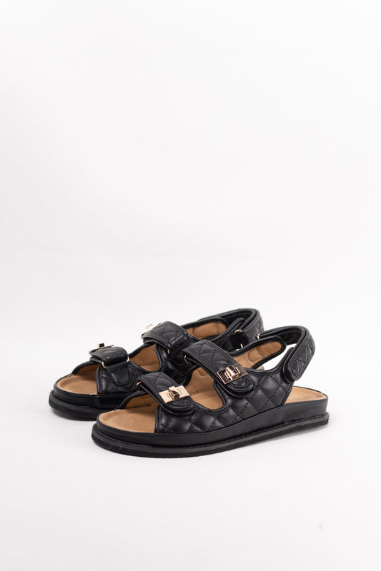 sandalias acolchadas plataforma doble hebilla Negro 36