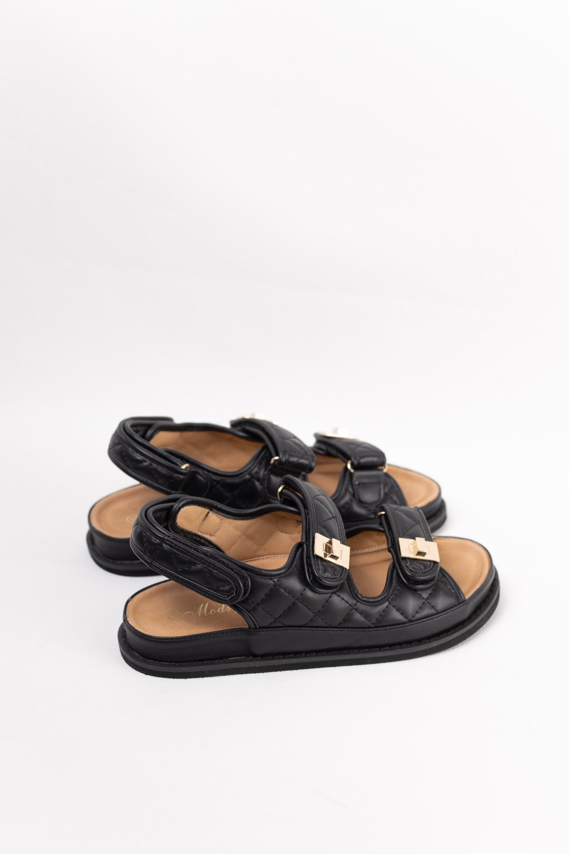 sandalias acolchadas plataforma doble hebilla Negro 38