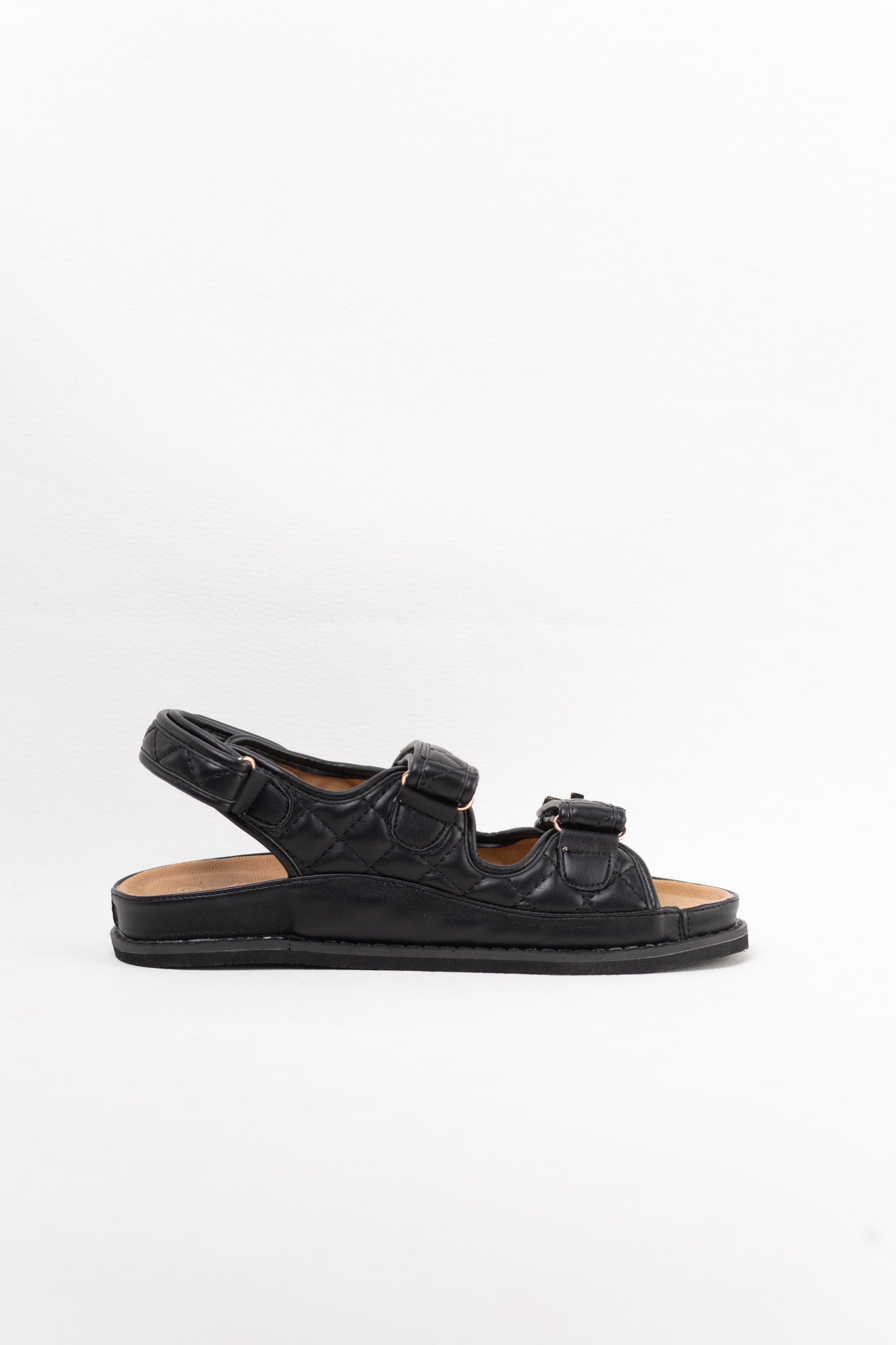 sandalias acolchadas plataforma doble hebilla Negro 40