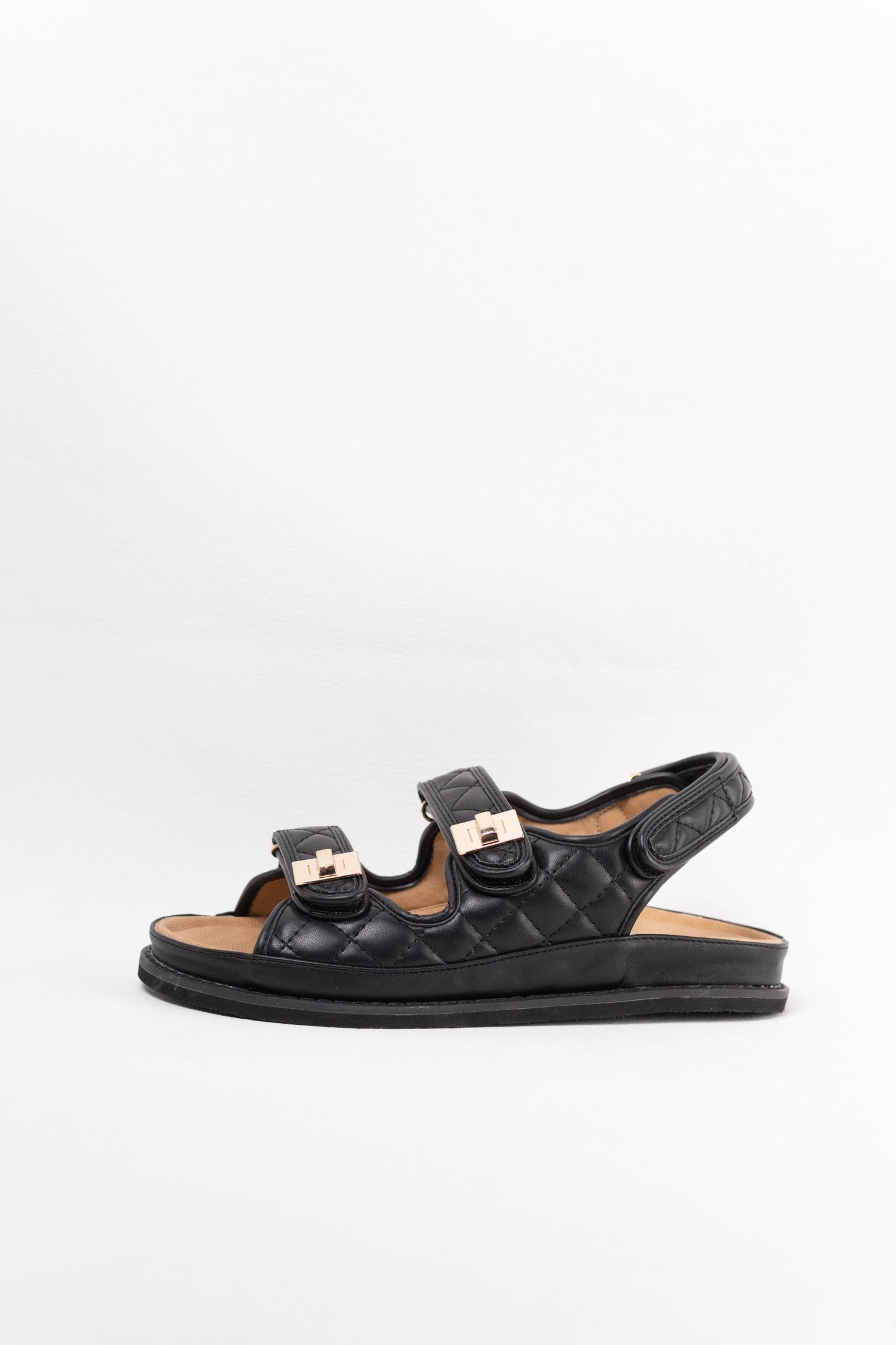 sandalias acolchadas plataforma doble hebilla Negro 39