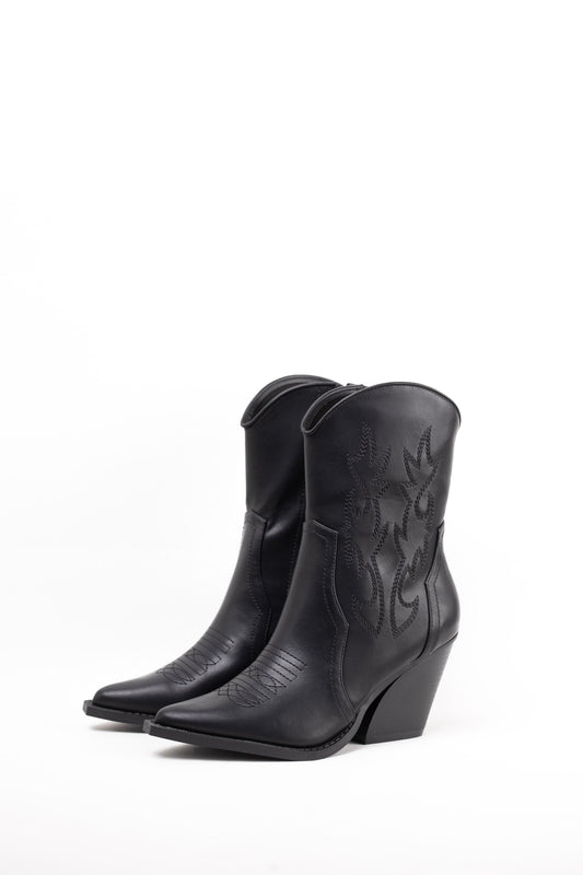 botines cowboy mujer tacon alto gordo Negro 36