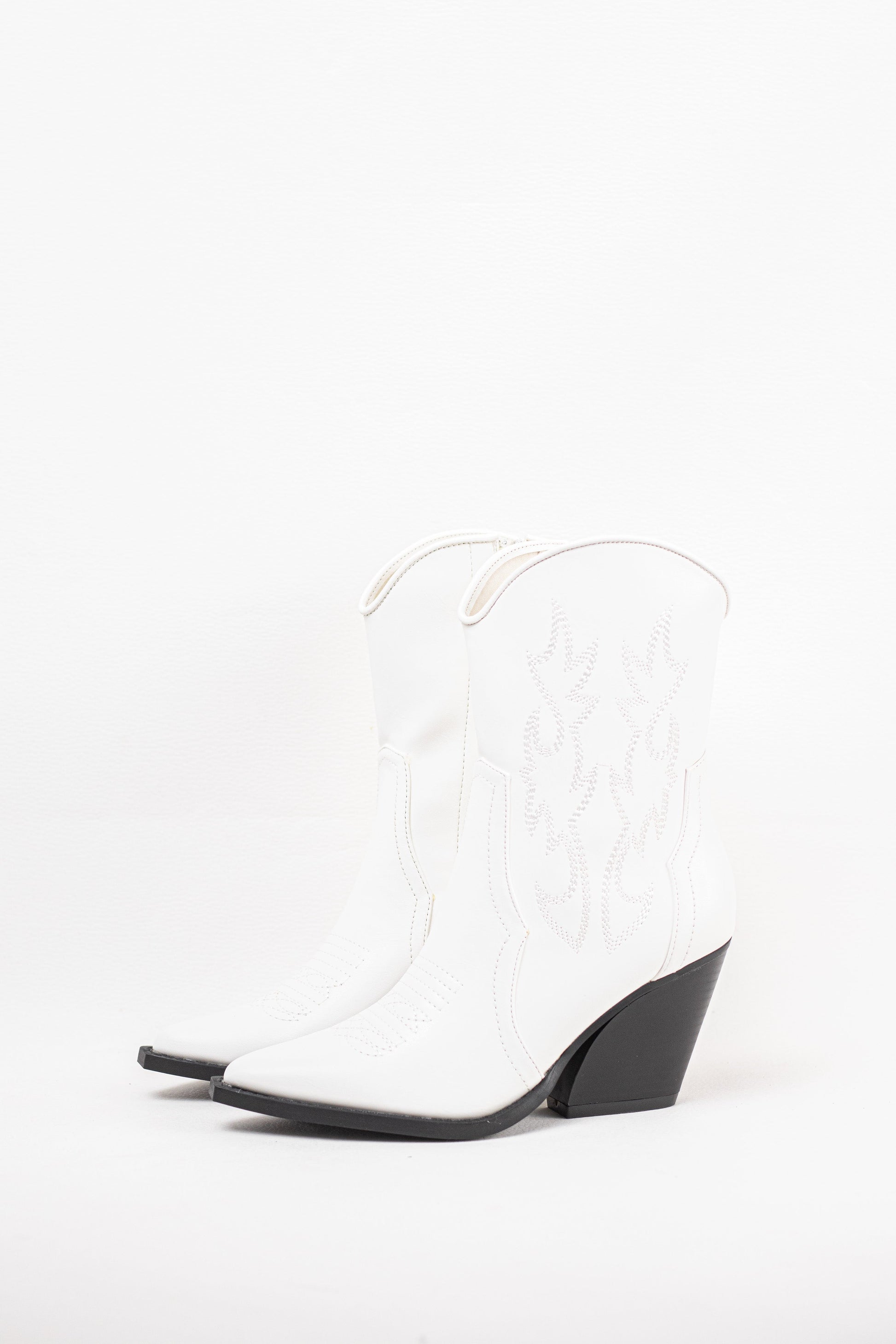 botines cowboy mujer tacon alto gordo Blanco 37