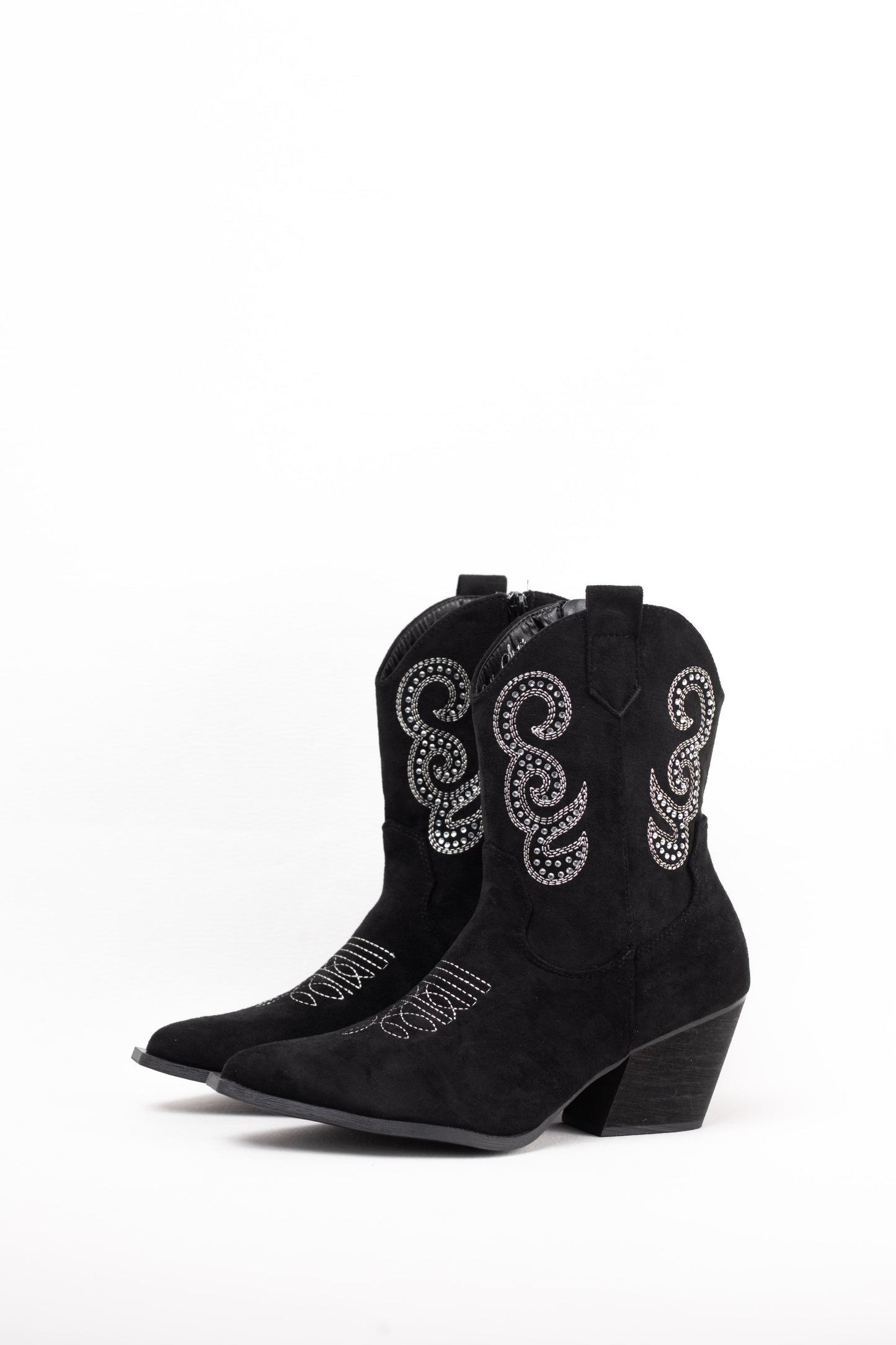 botines cowboy detalle strass con tacon mediano de madera Negro 36