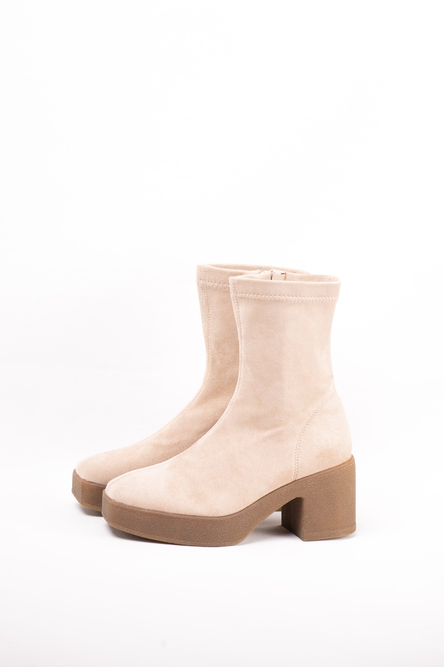 botas elasticas con tacon alto y plataforma crepe Beige 36