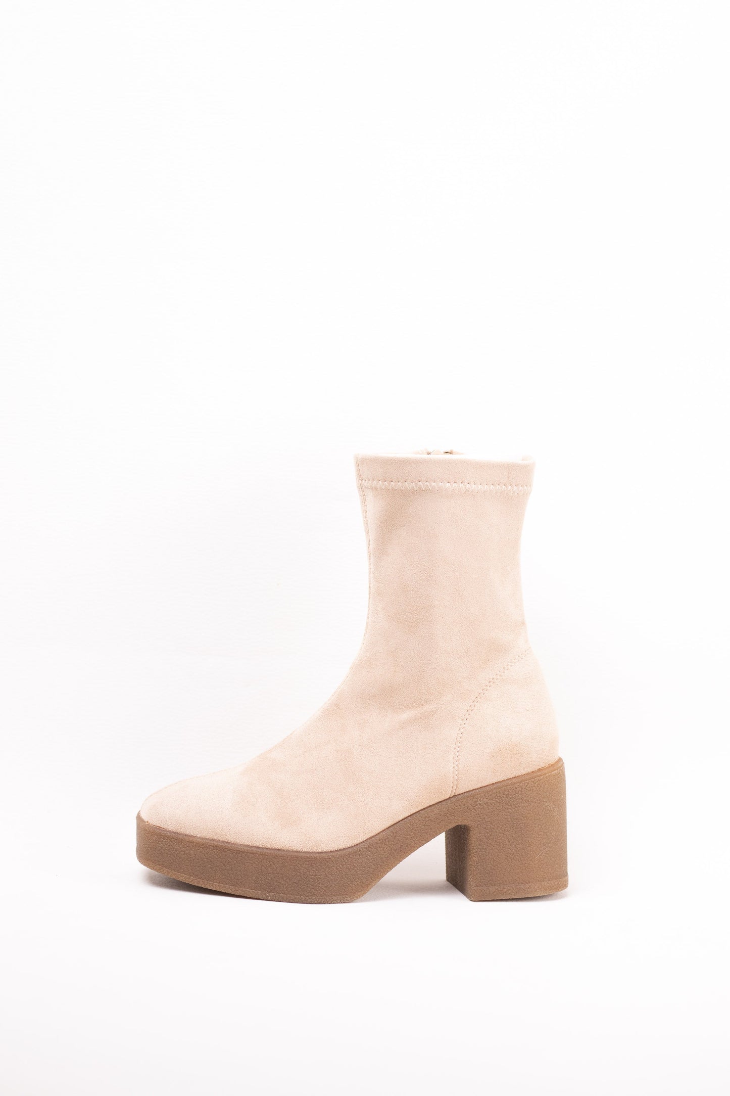 botas elasticas con tacon alto y plataforma crepe Beige 39