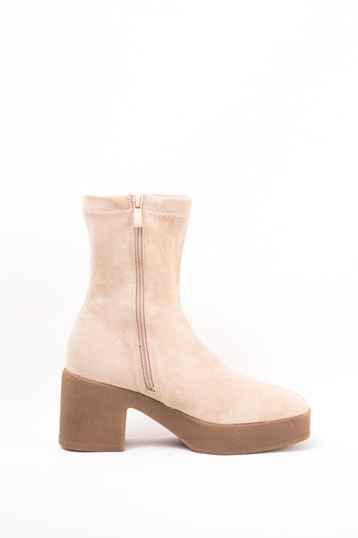 botas elasticas con tacon alto y plataforma crepe Beige 40