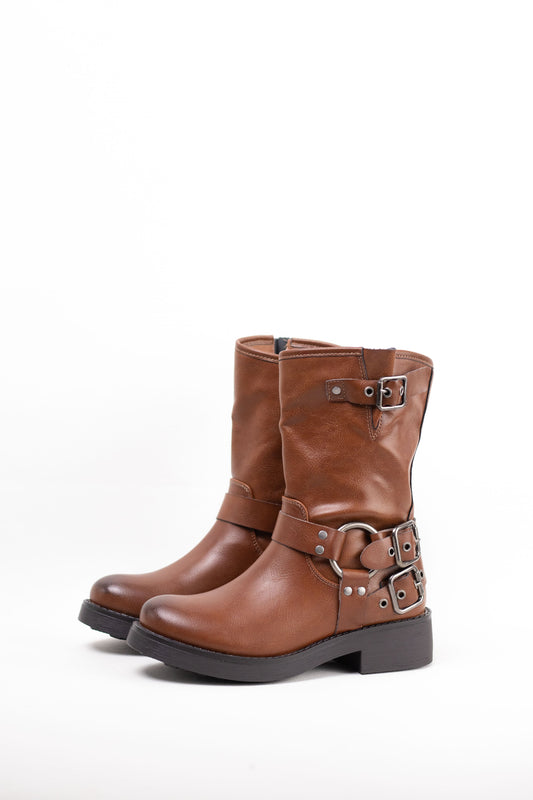 botas moteras de estilo vintage Camel 36