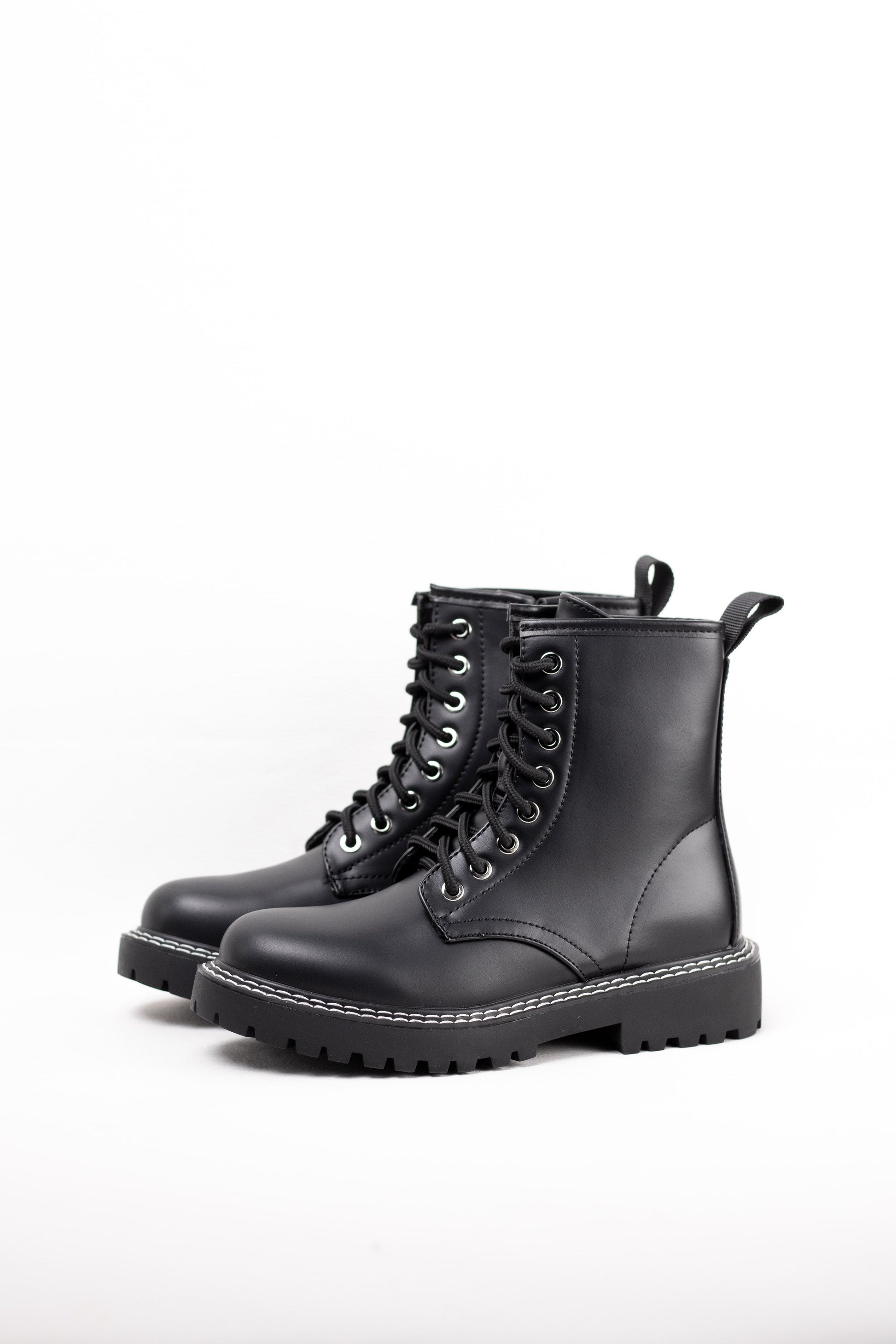 botas militares mini plataforma con cremallera lateral Negro 36