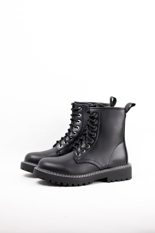 botas militares mini plataforma con cremallera lateral Negro 36