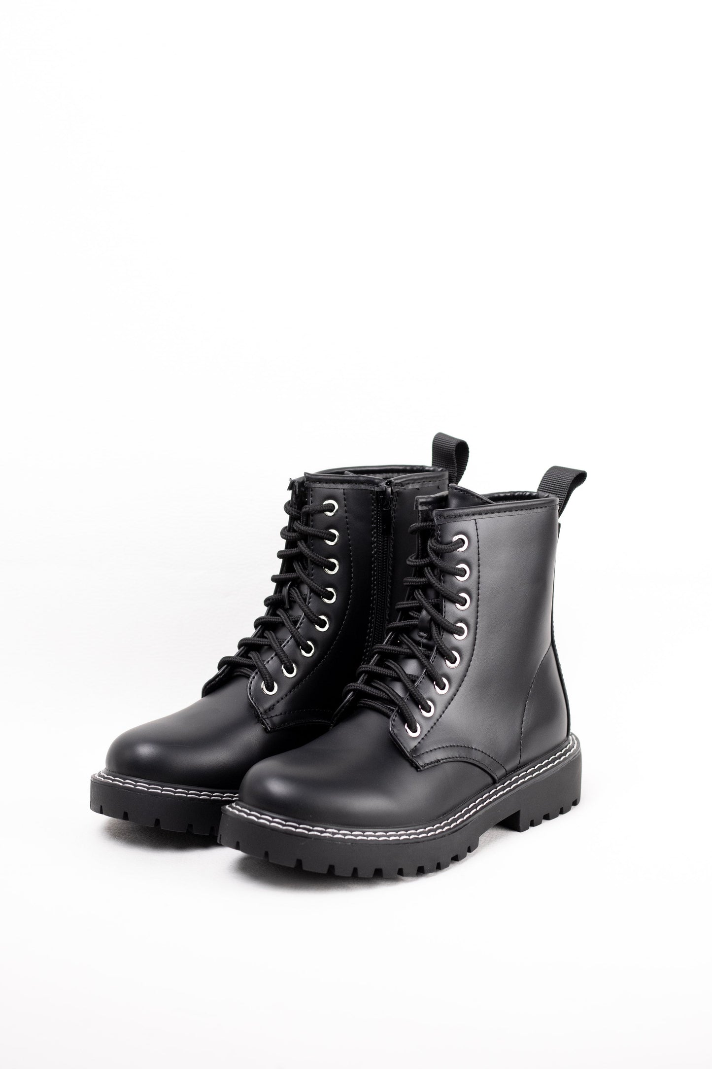 botas militares mini plataforma con cremallera lateral Negro 38