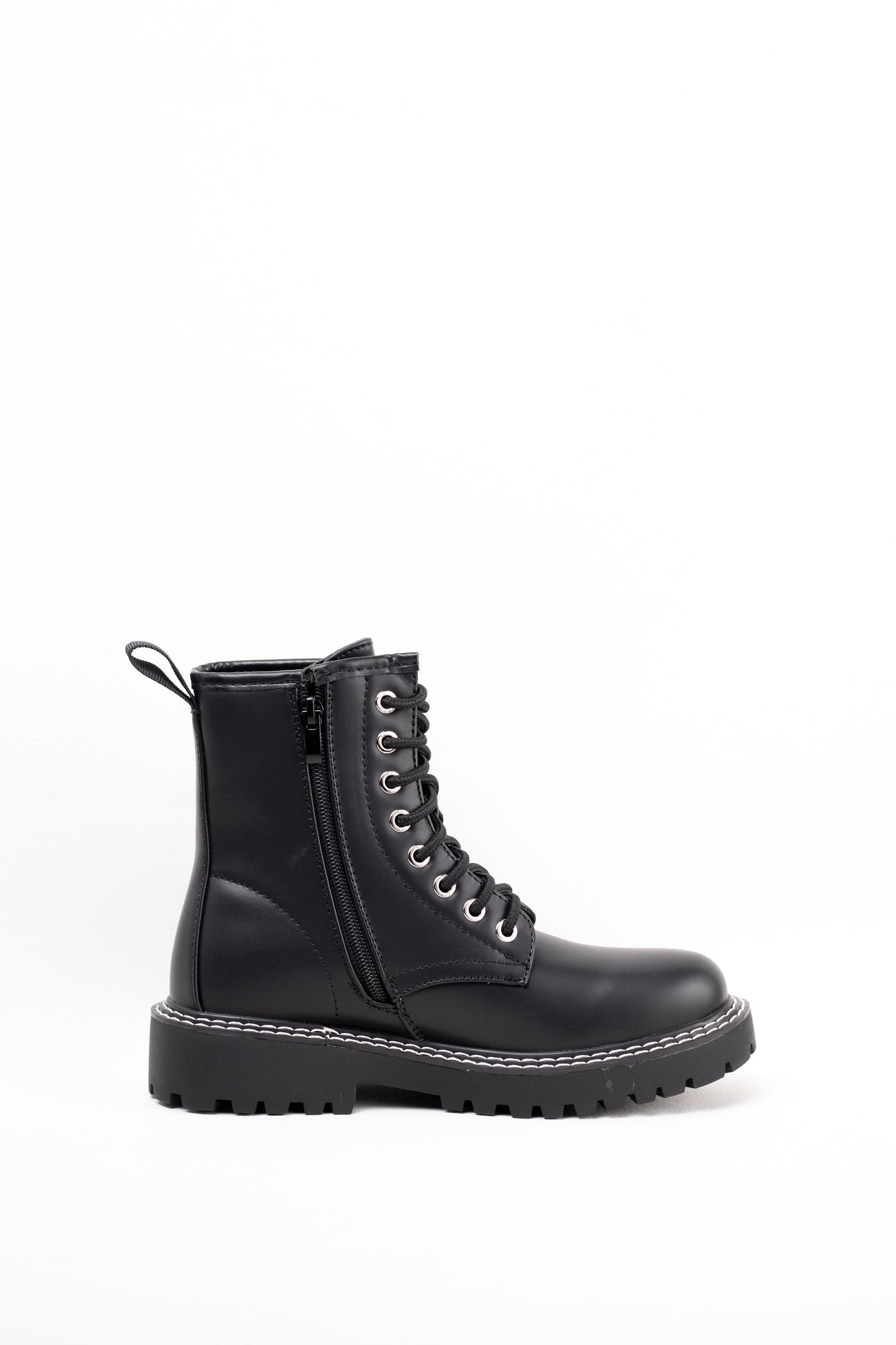 botas militares mini plataforma con cremallera lateral Negro 41