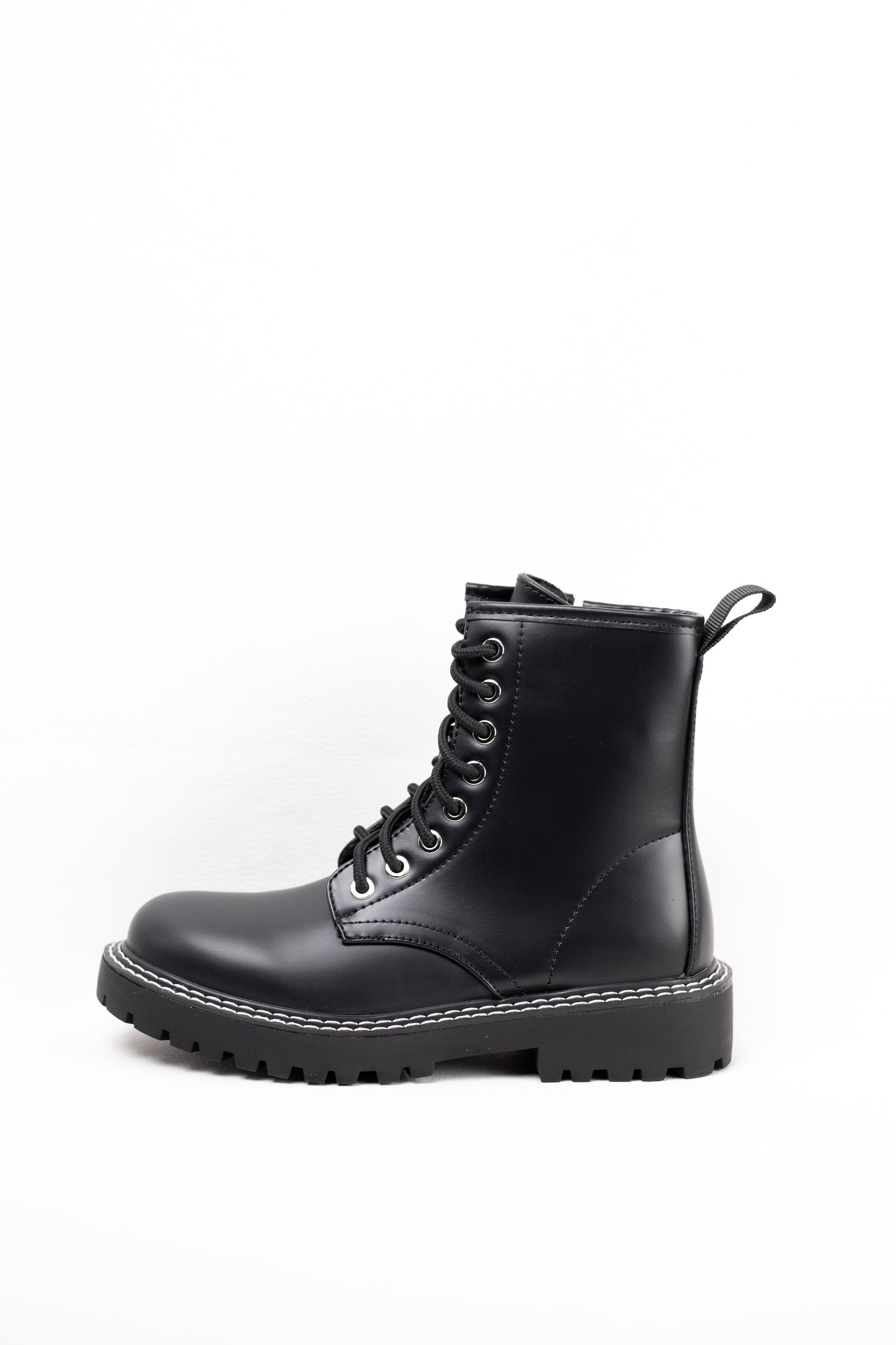 botas militares mini plataforma con cremallera lateral Negro 40