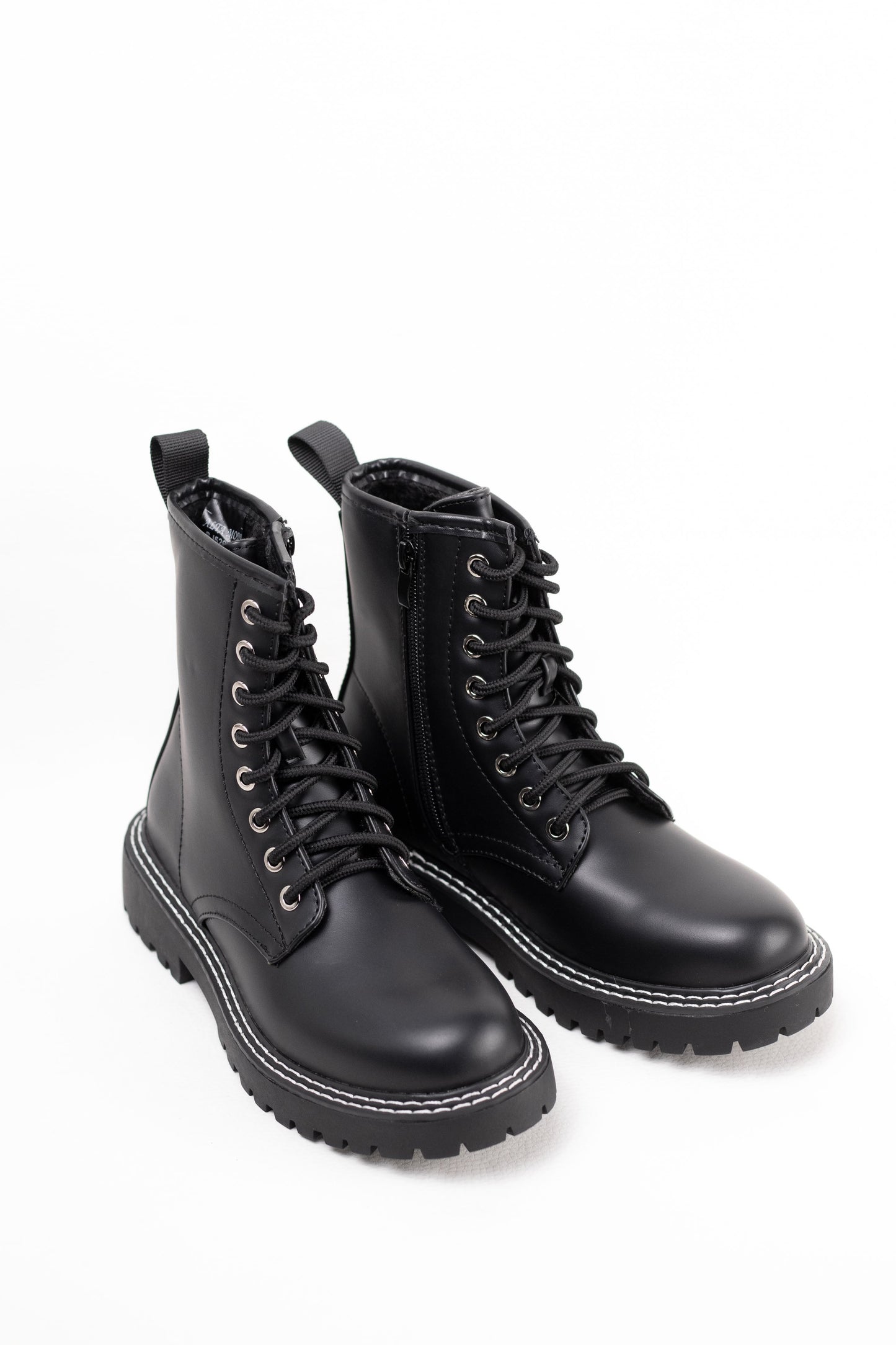 botas militares mini plataforma con cremallera lateral Negro 37