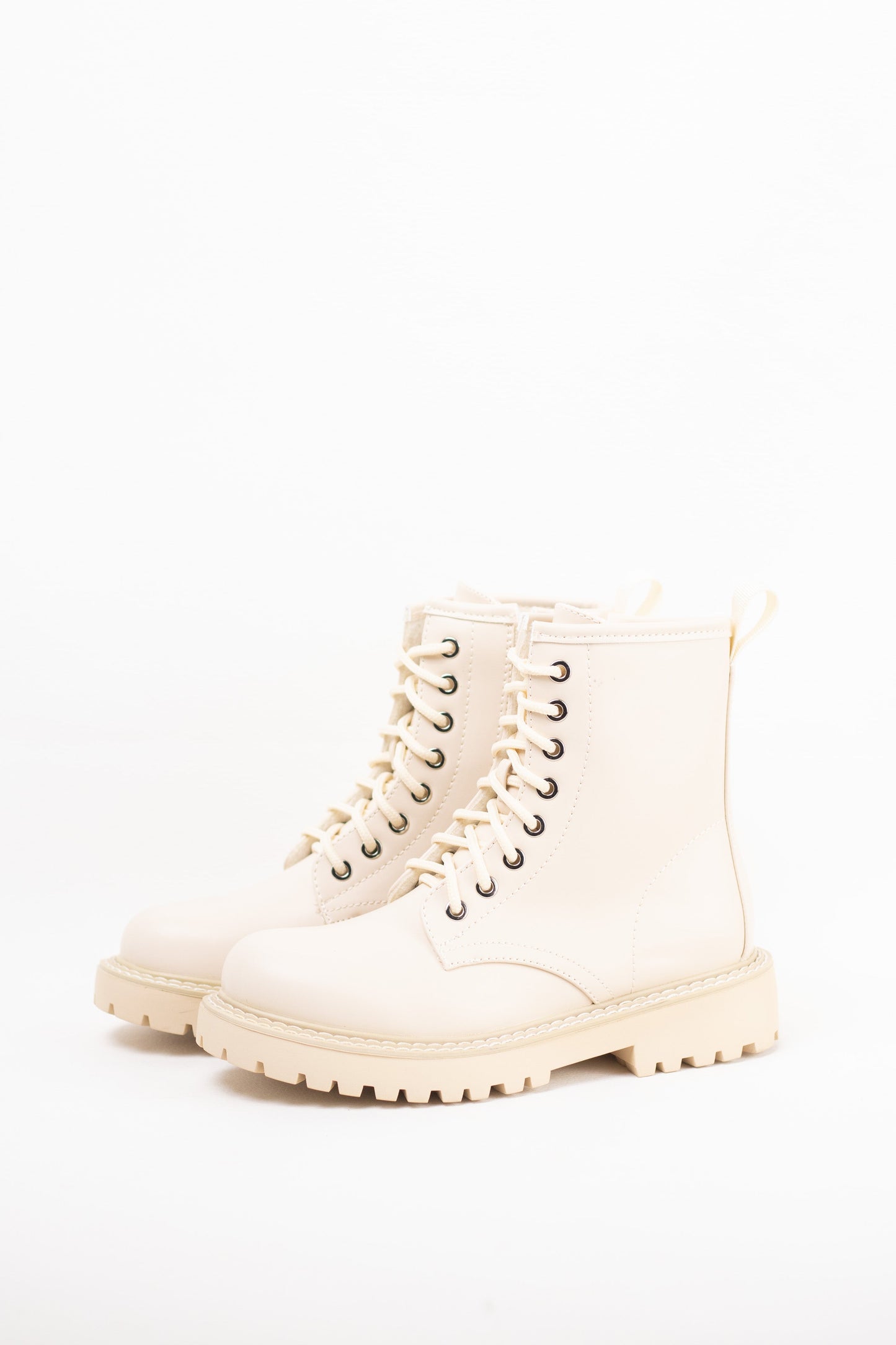 botas militares mini plataforma con cremallera lateral Beige 36