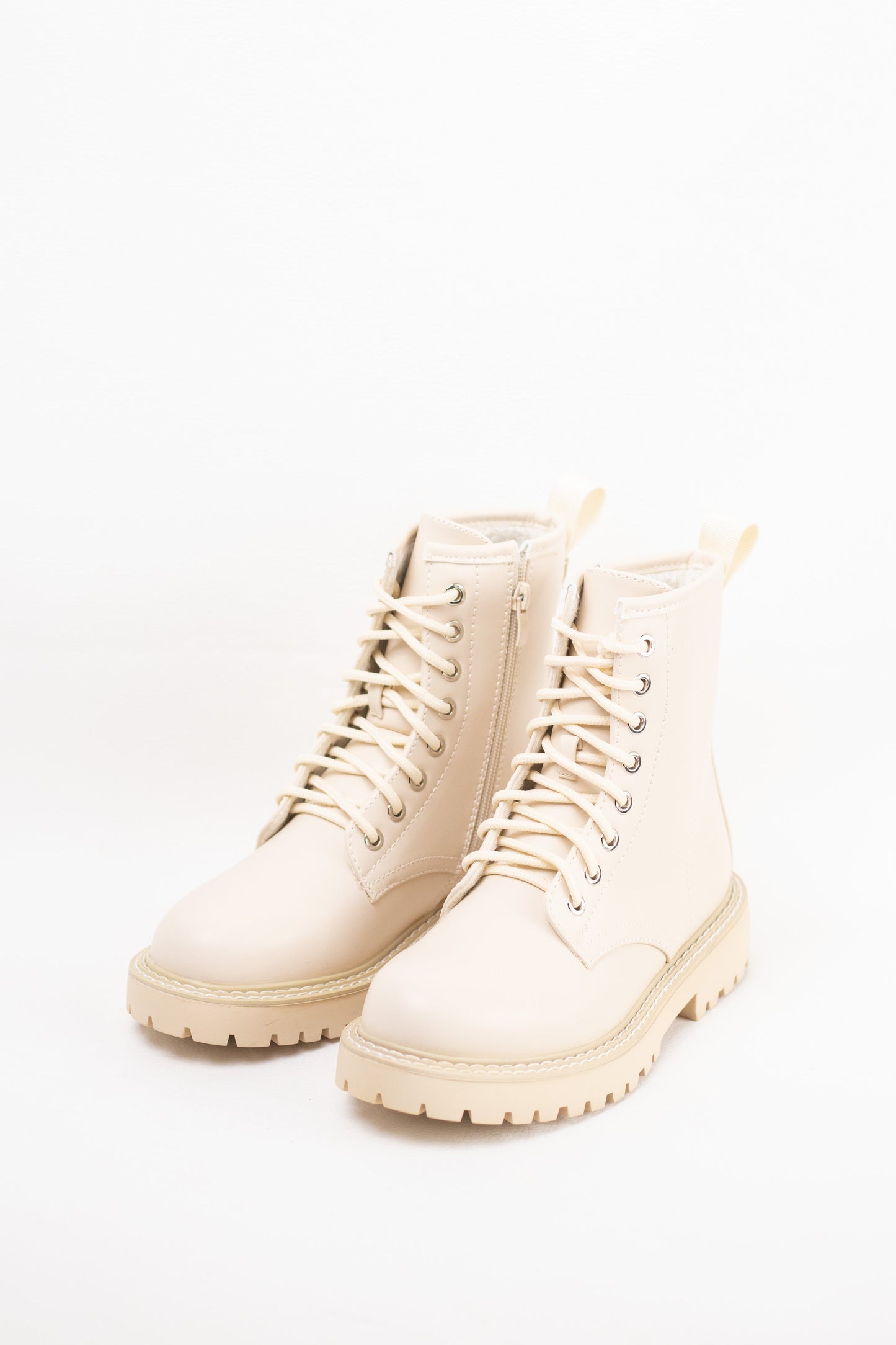 botas militares mini plataforma con cremallera lateral Beige 38