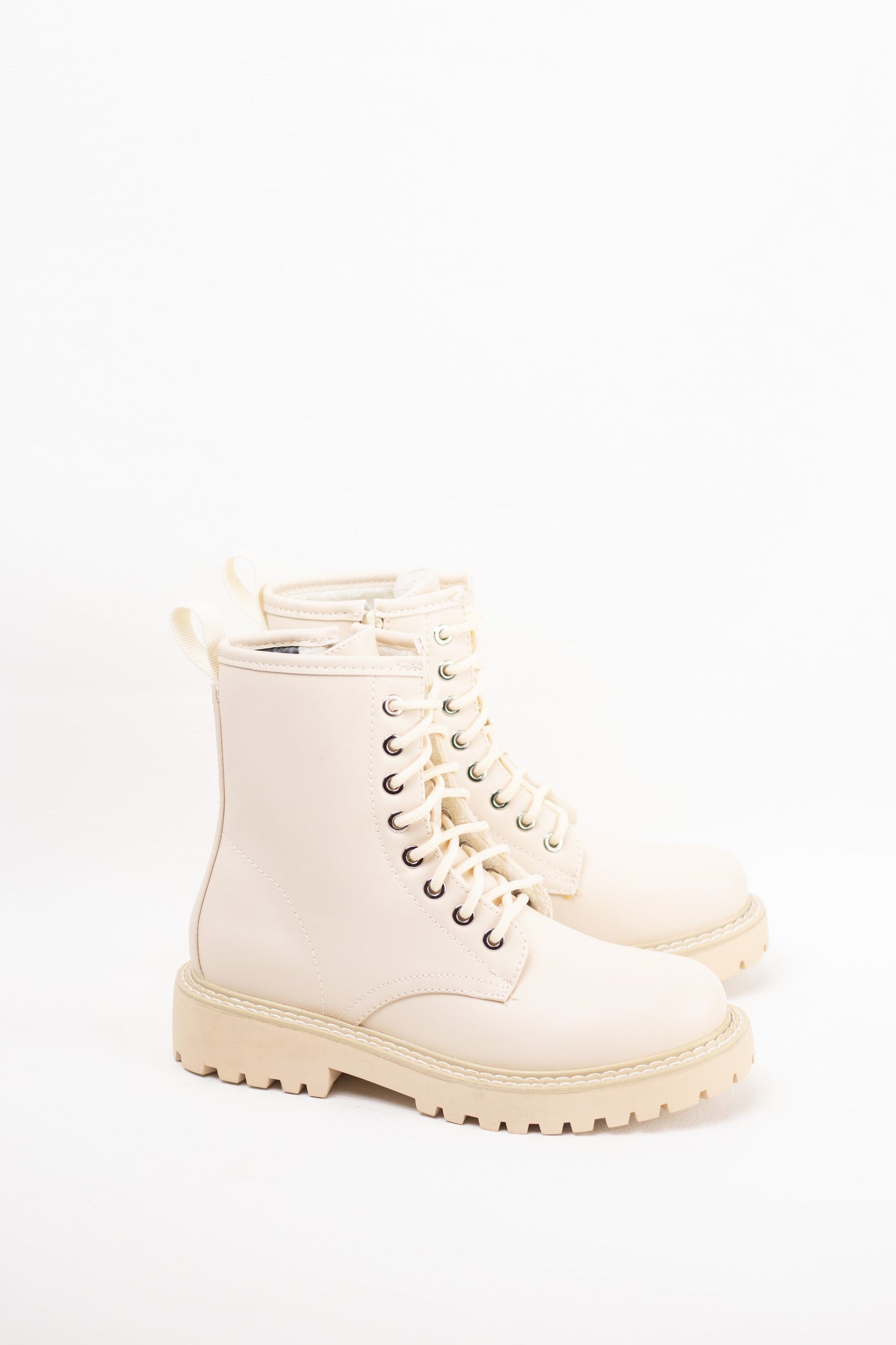 botas militares mini plataforma con cremallera lateral Beige 39