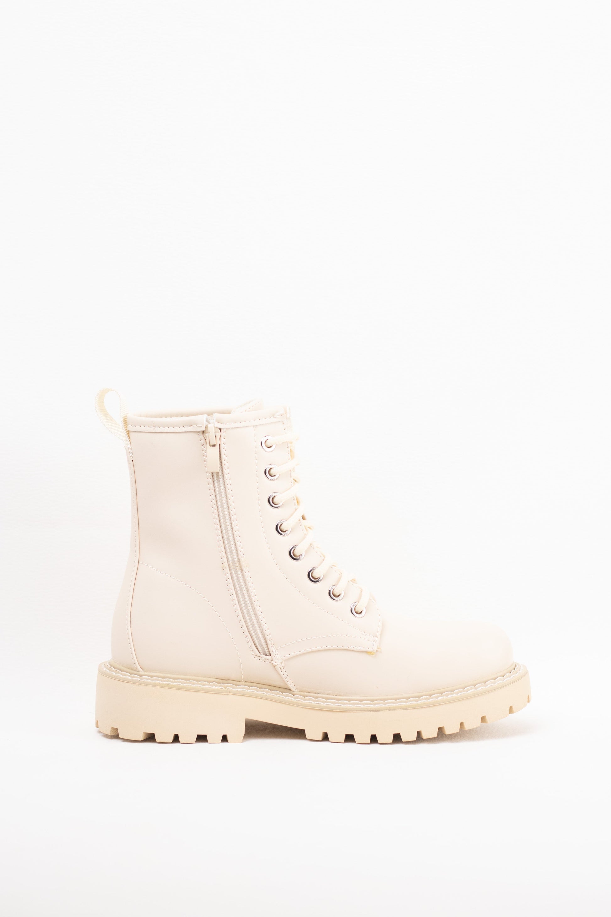 botas militares mini plataforma con cremallera lateral Beige 41