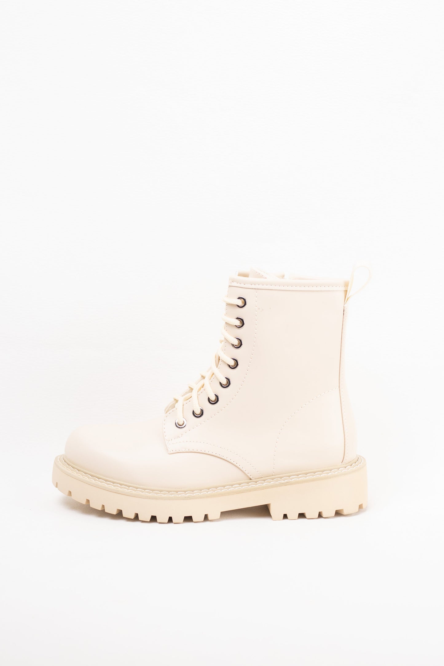 botas militares mini plataforma con cremallera lateral Beige 40