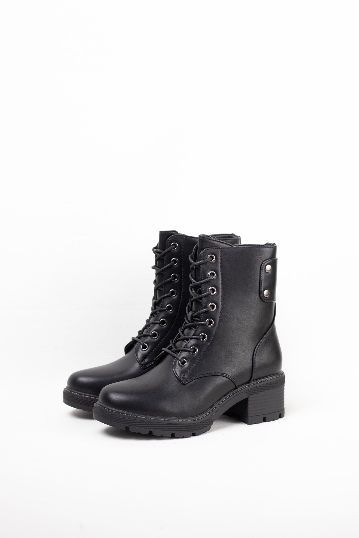 botas militares mujer con tacon mediano y plataforma Negro 36