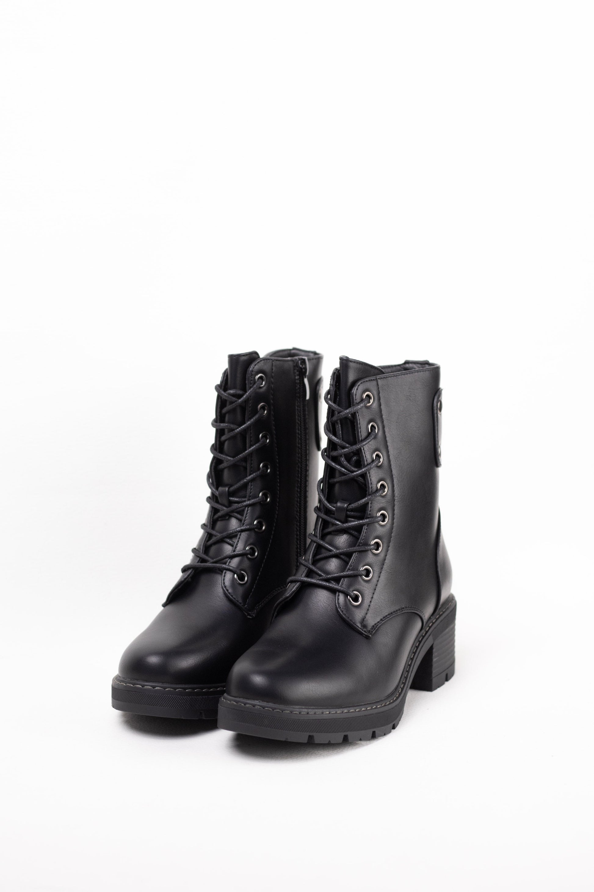 botas militares mujer con tacon mediano y plataforma Negro 39